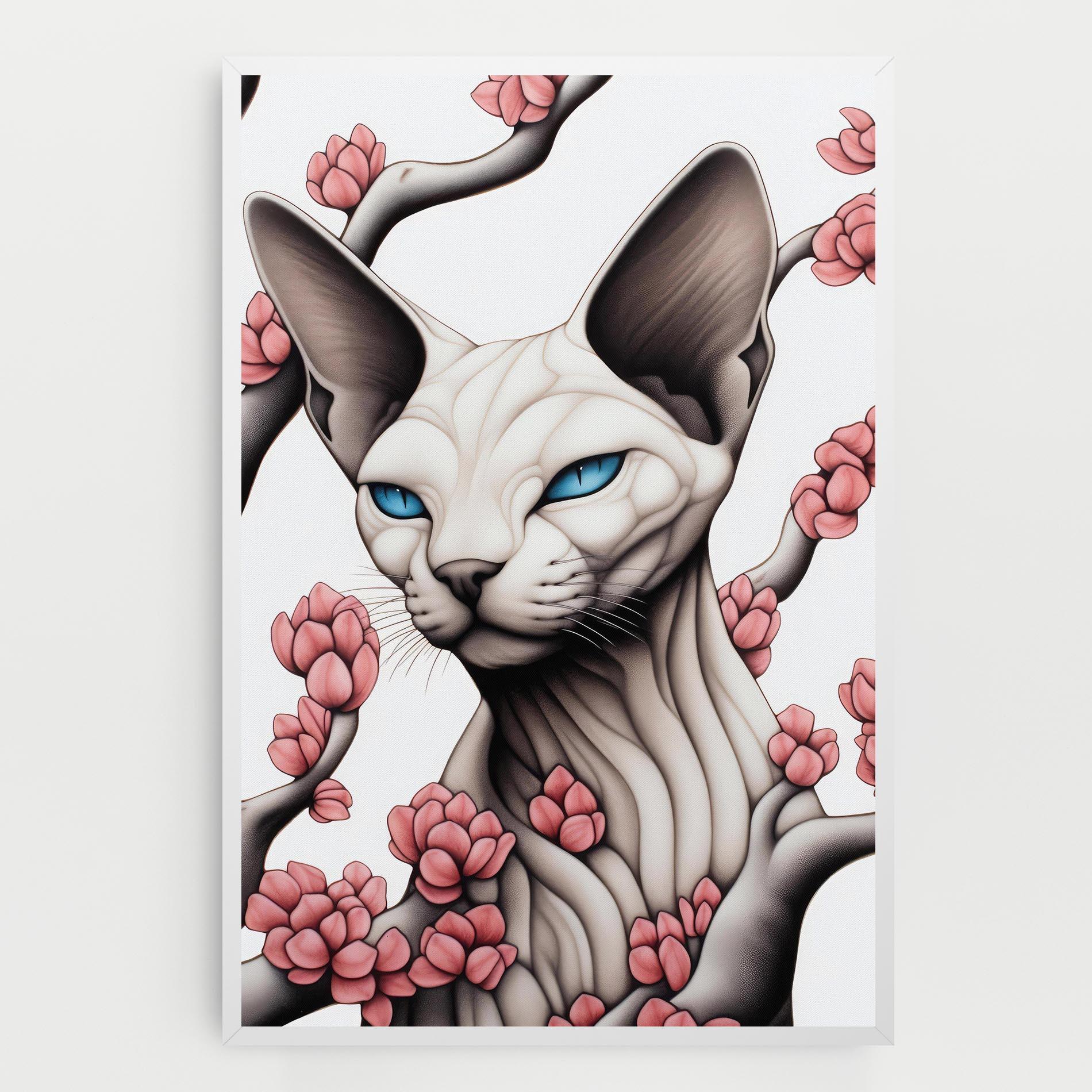 Leinwandbild Blue Eyes Cat Drawing mockup 0