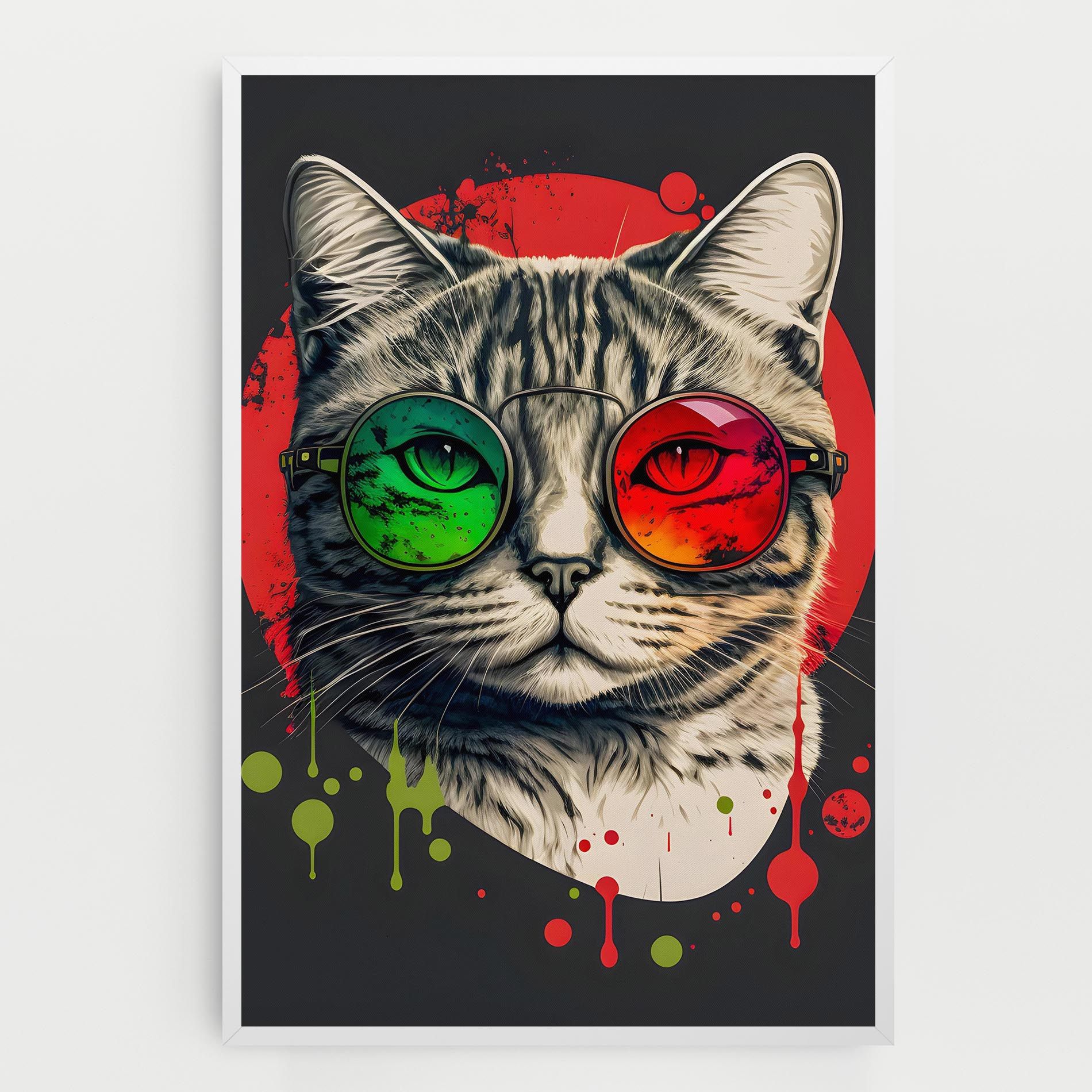Green Red Glasses Cat mockup 0
