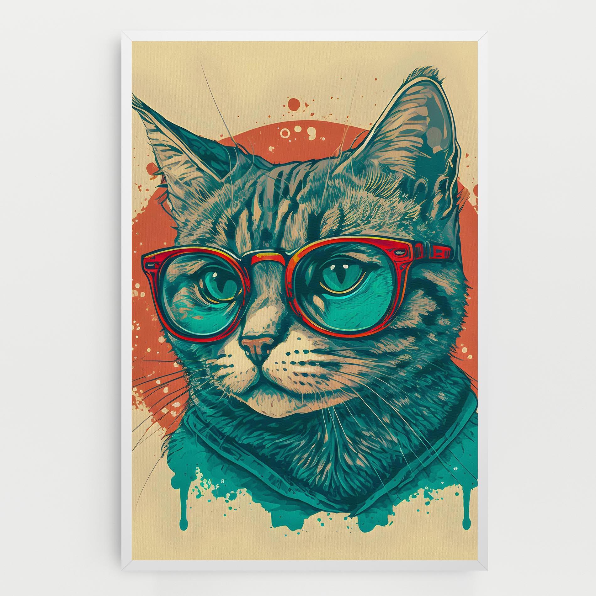 Leinwandbild Red Glasses Cat mockup 0