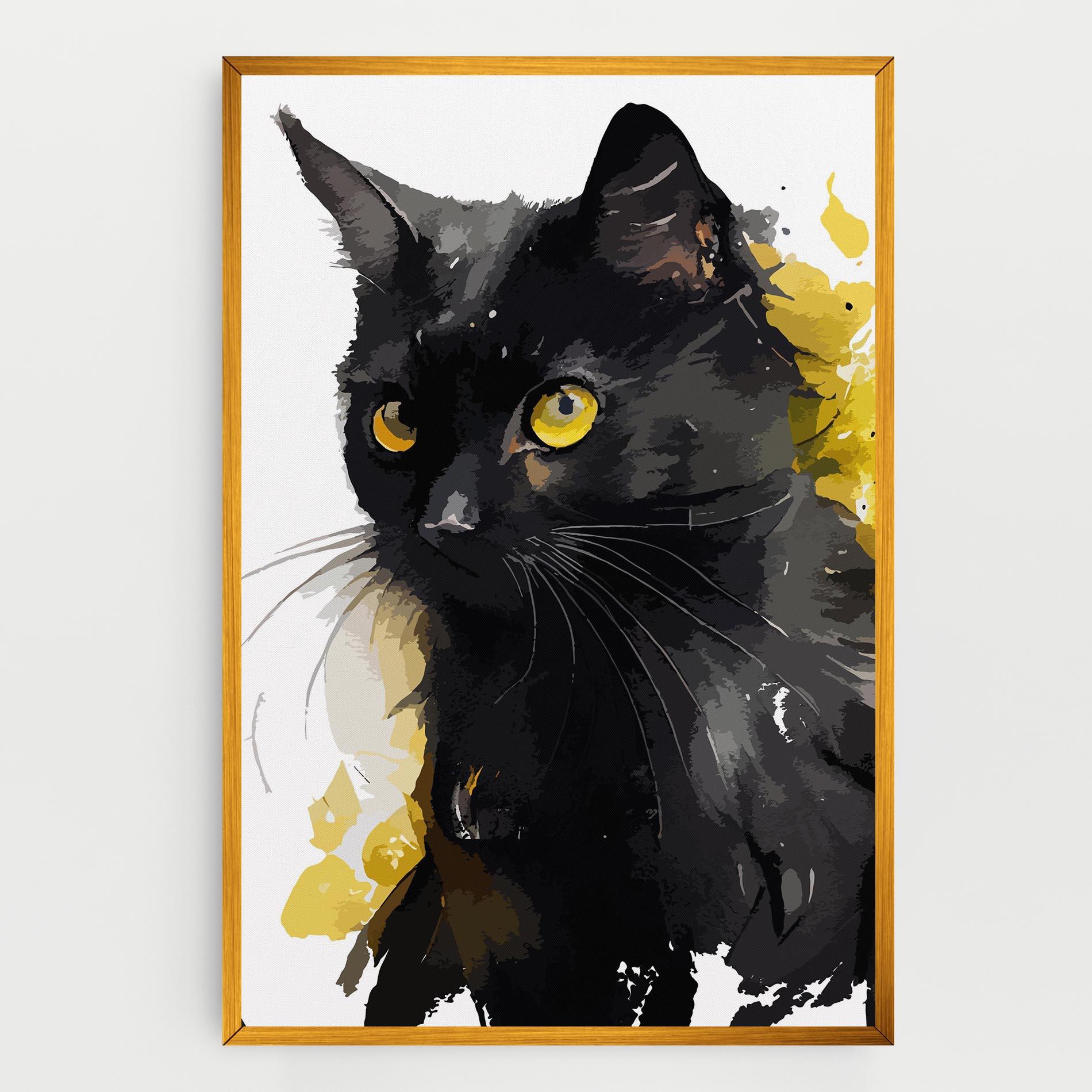 Leinwandbild Beautiful Black Cat mockup 0