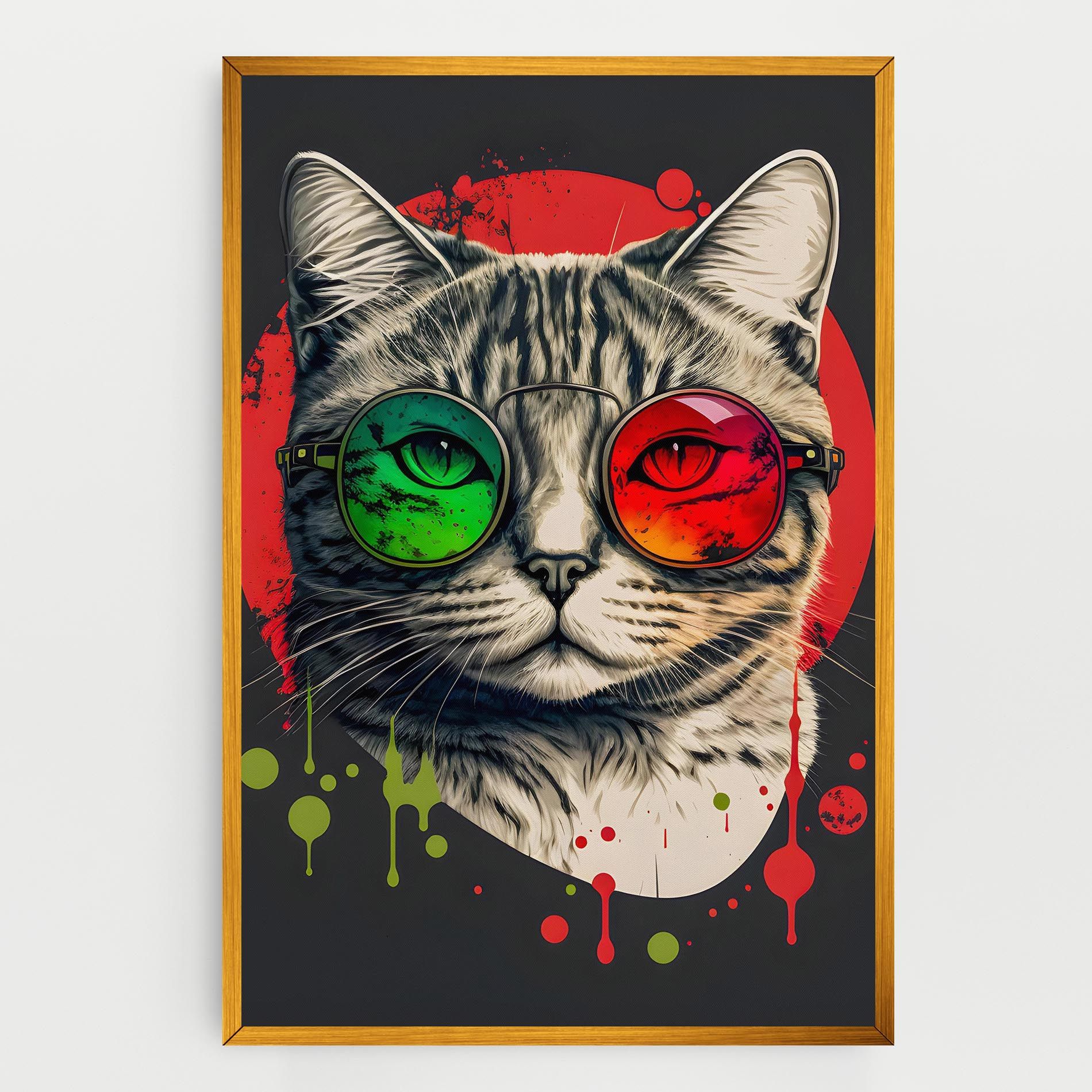 Green Red Glasses Cat mockup 0