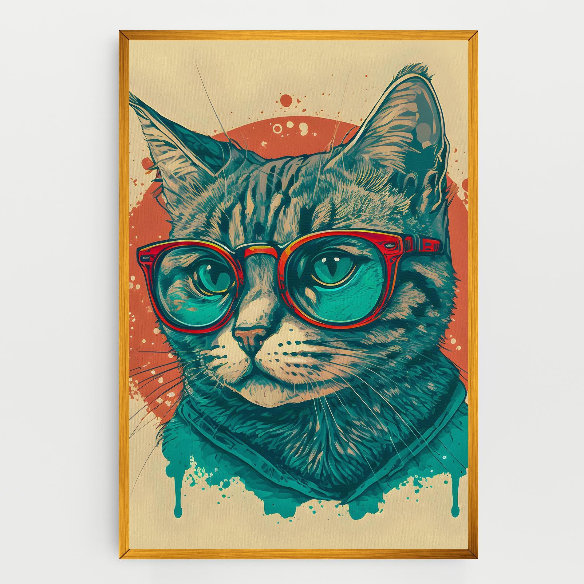 Leinwandbild Red Glasses Cat mockup 0