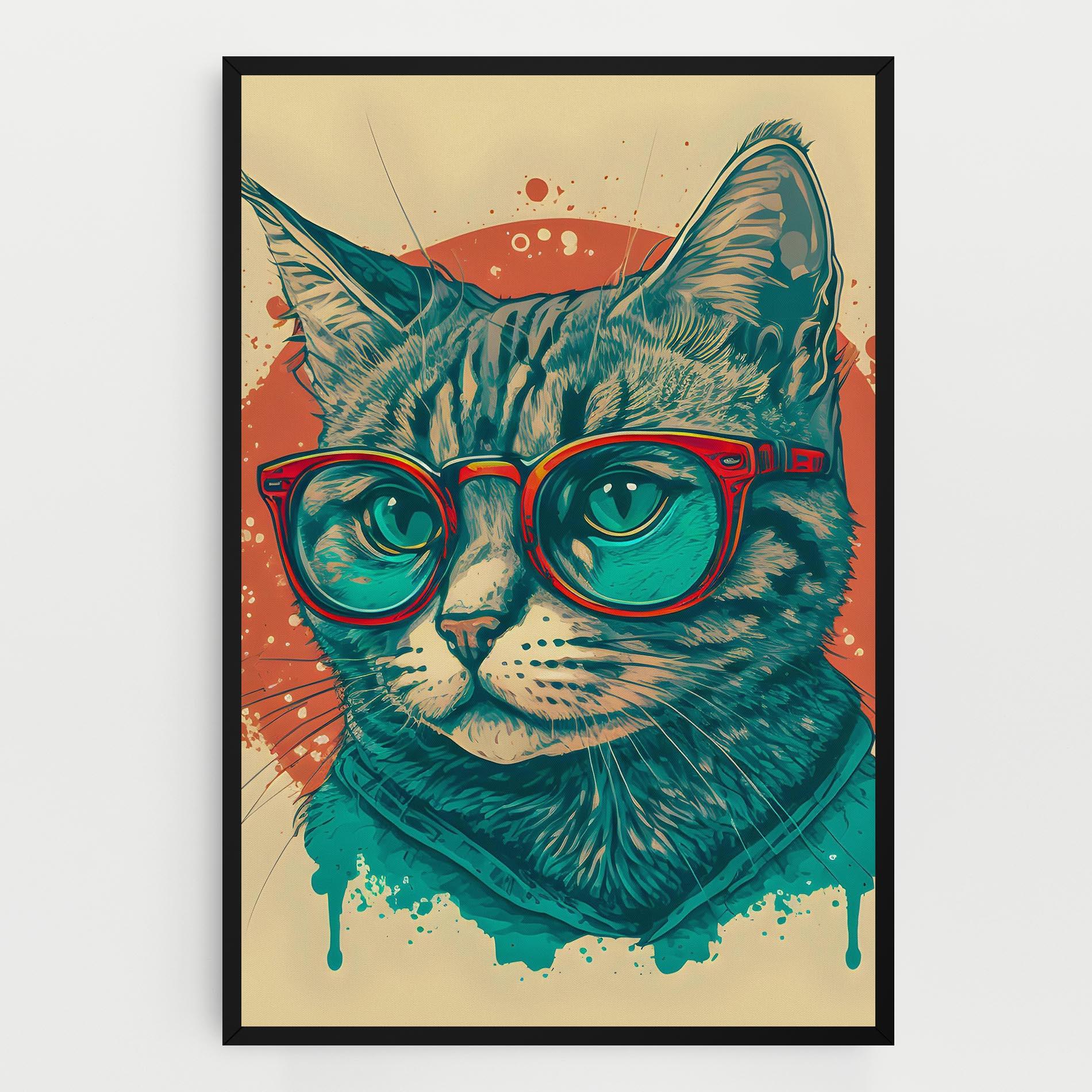 Leinwandbild Red Glasses Cat mockup 0