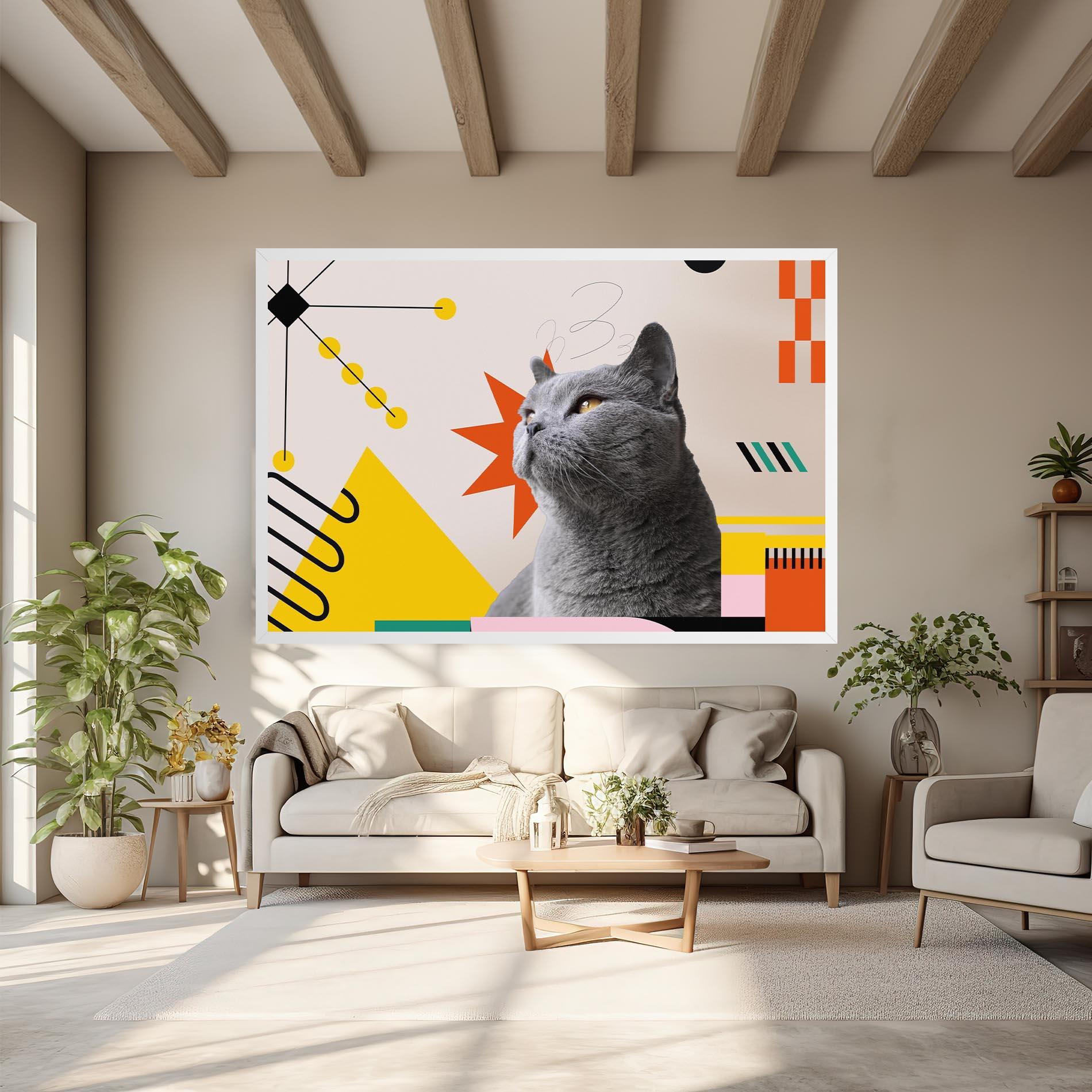 Leinwandbild Colorful Graphic Cat mockup 6