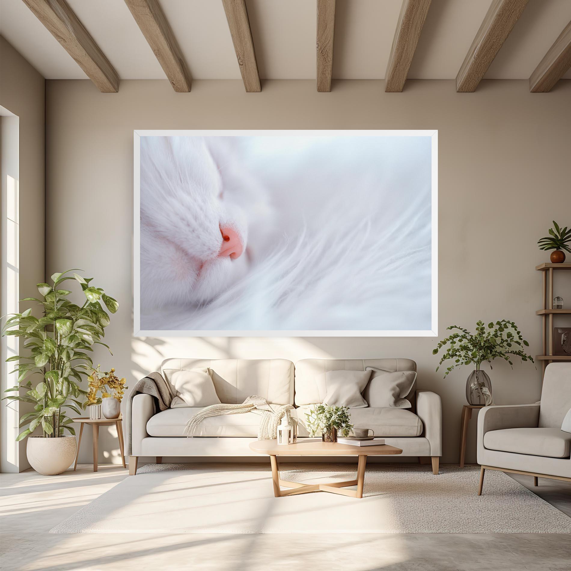 Leinwandbild Dreamy White Cat mockup 6