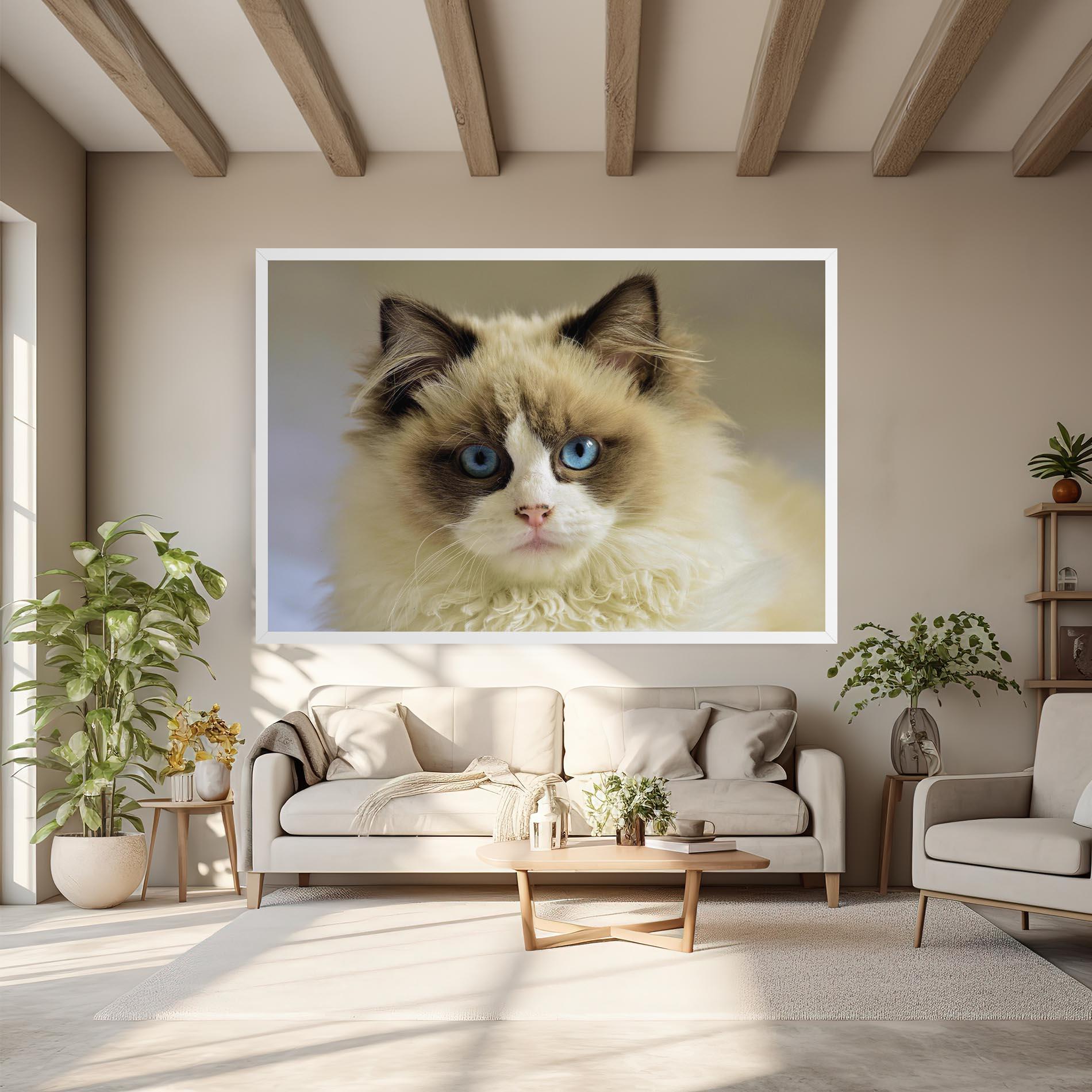 Leinwandbild Interesting Blue Eyes Cat mockup 6