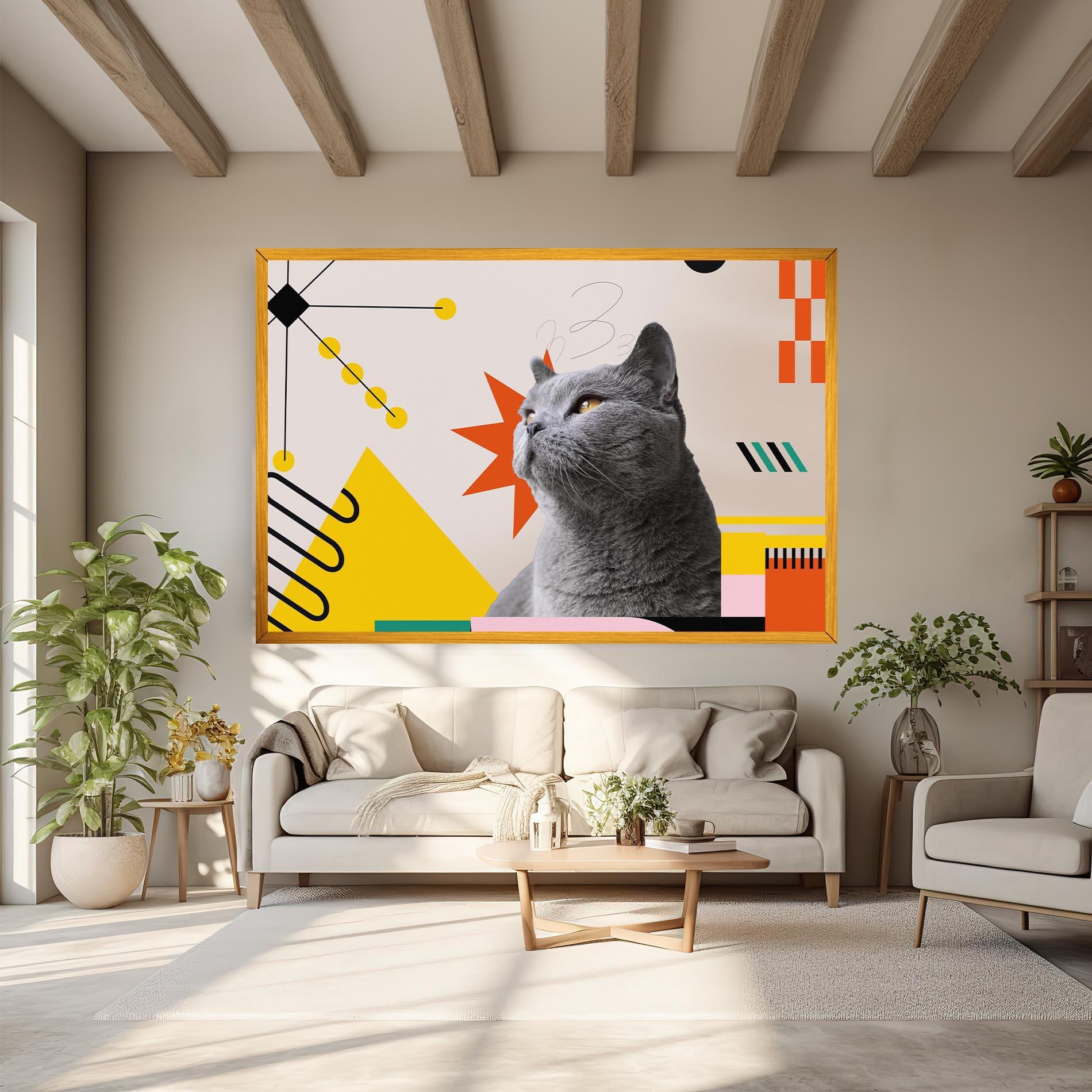 Leinwandbild Colorful Graphic Cat mockup 6