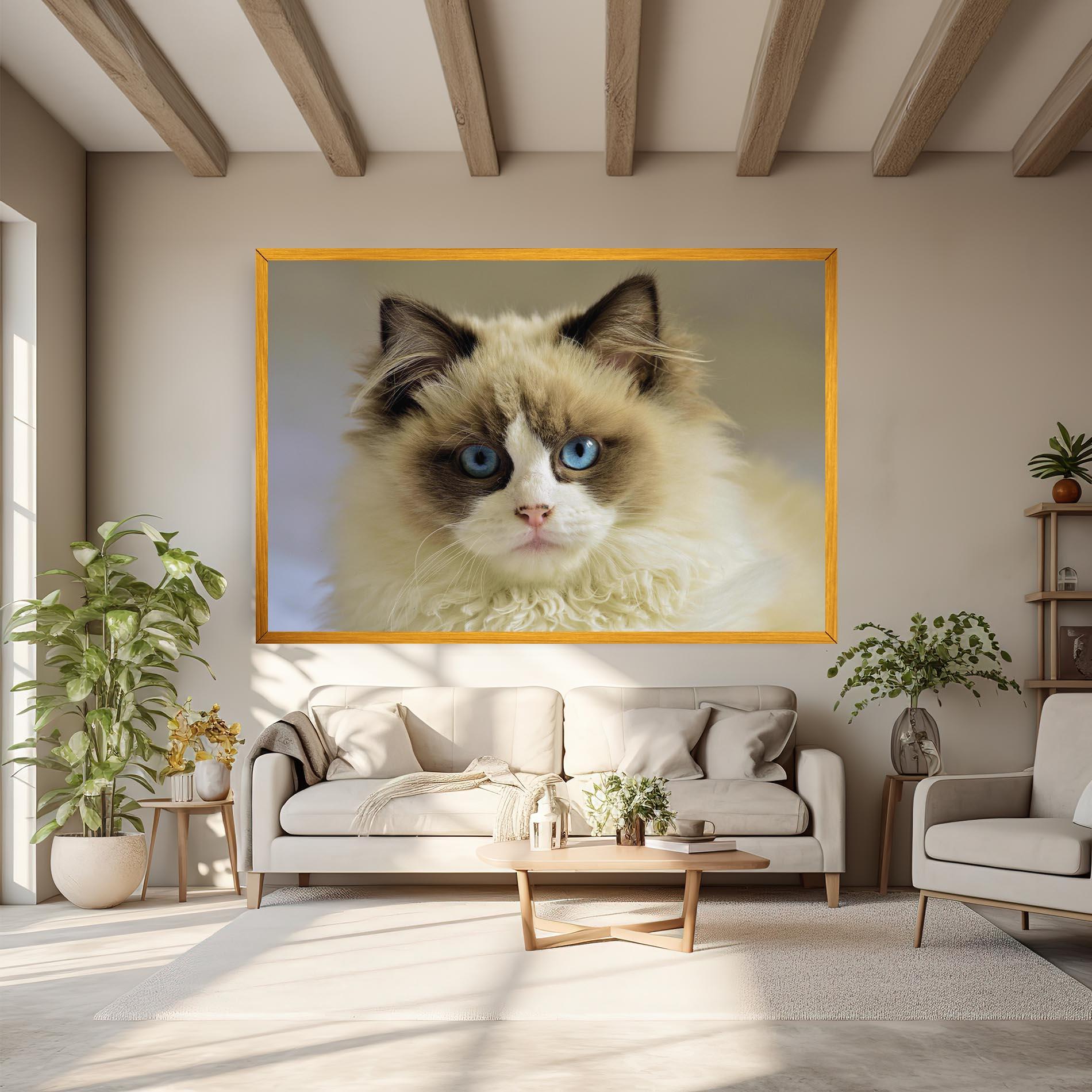 Leinwandbild Interesting Blue Eyes Cat mockup 6