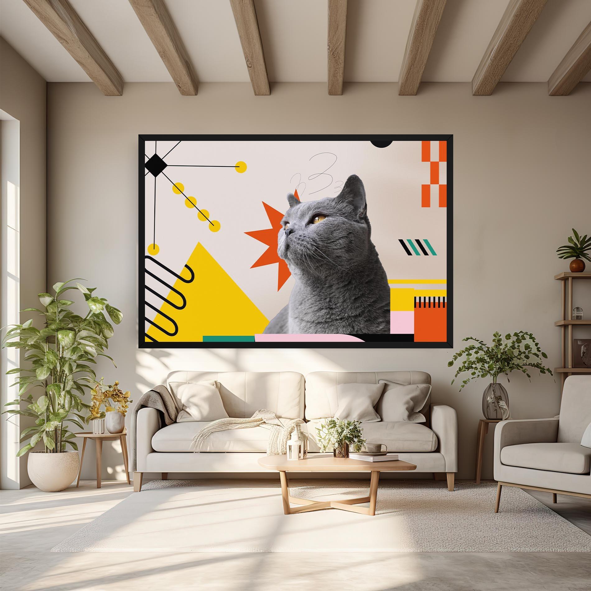 Leinwandbild Colorful Graphic Cat mockup 6