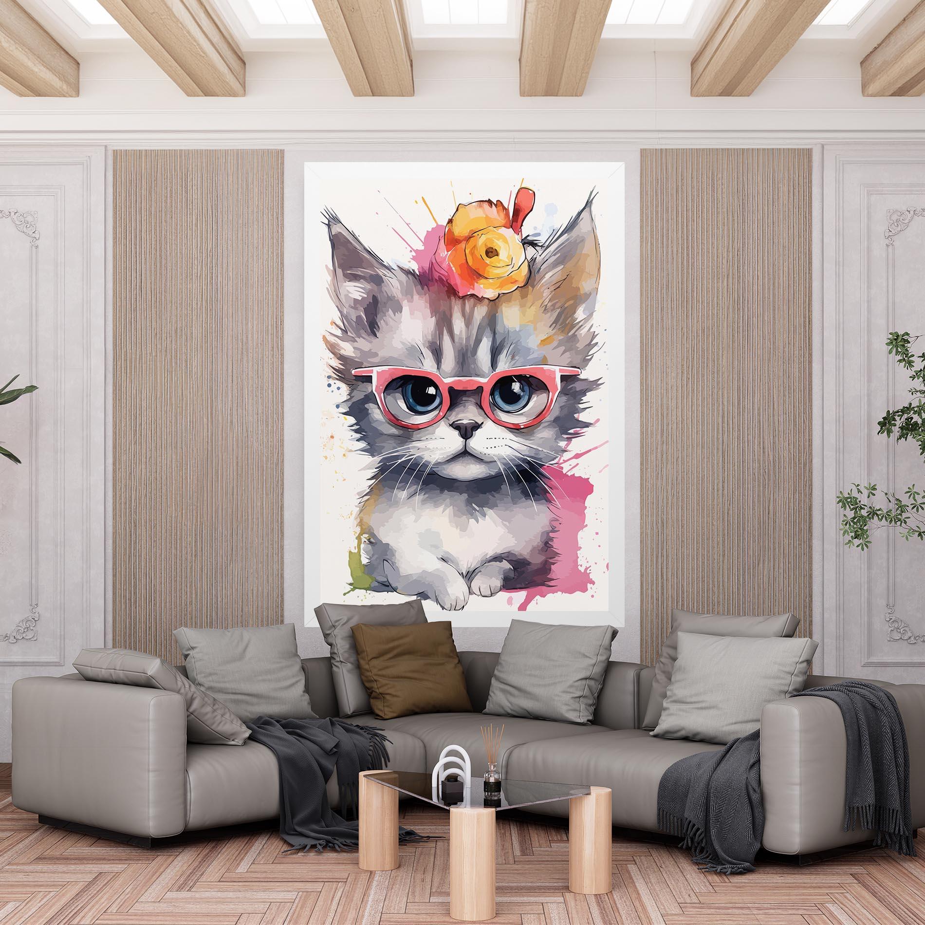 Leinwandbild Adorable Grey Cat mockup 6