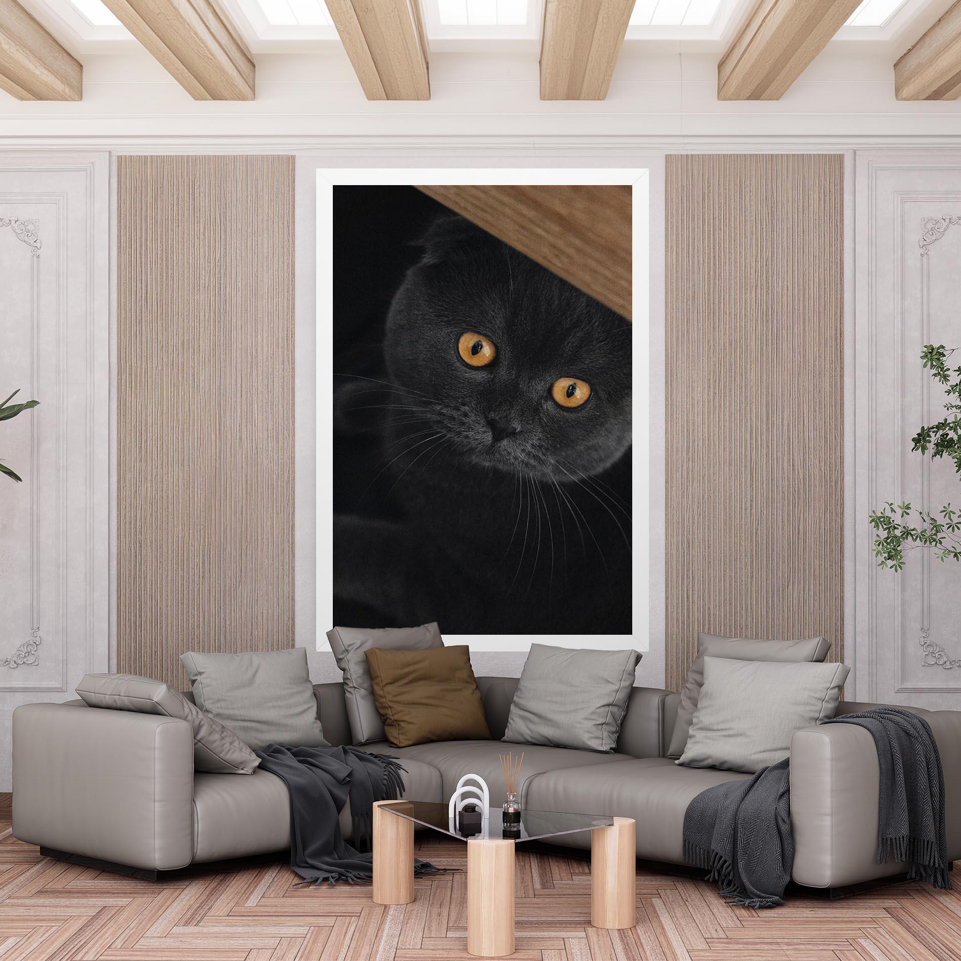 Leinwandbild Grey Cat With Orange Eyes mockup 6