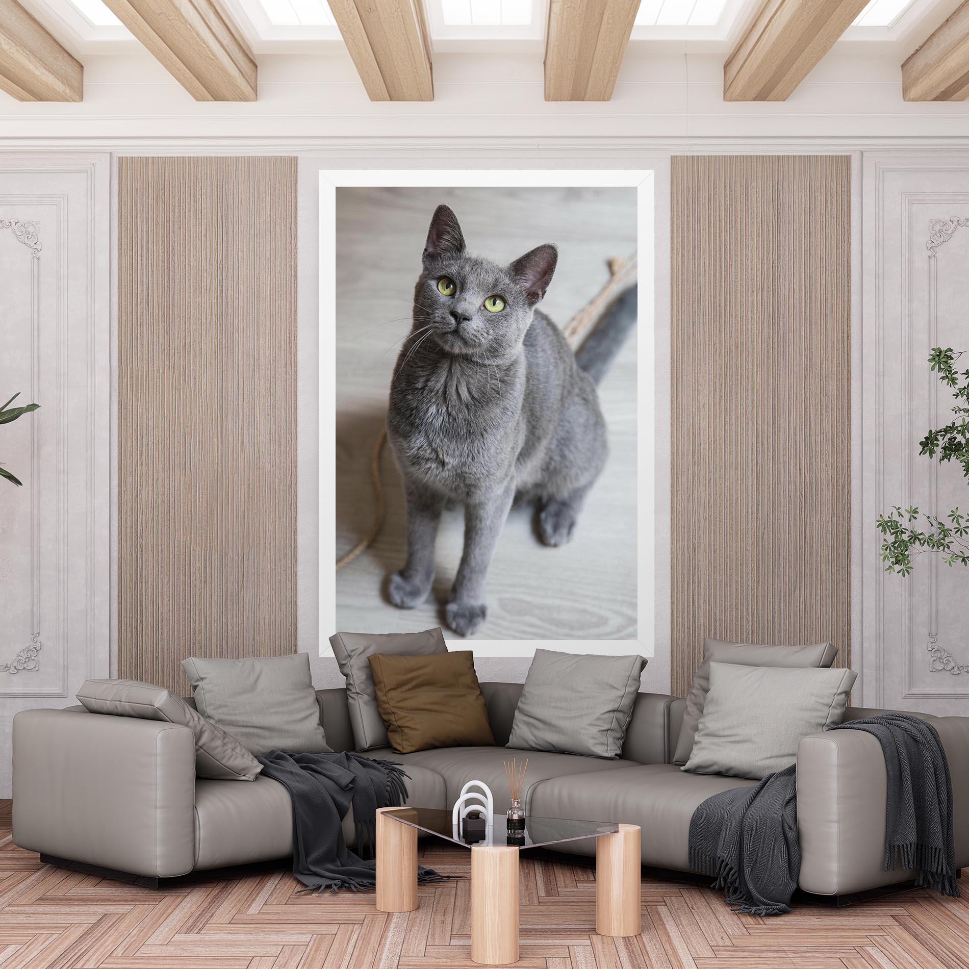 Leinwandbild Grey Green Cat Eyes mockup 6
