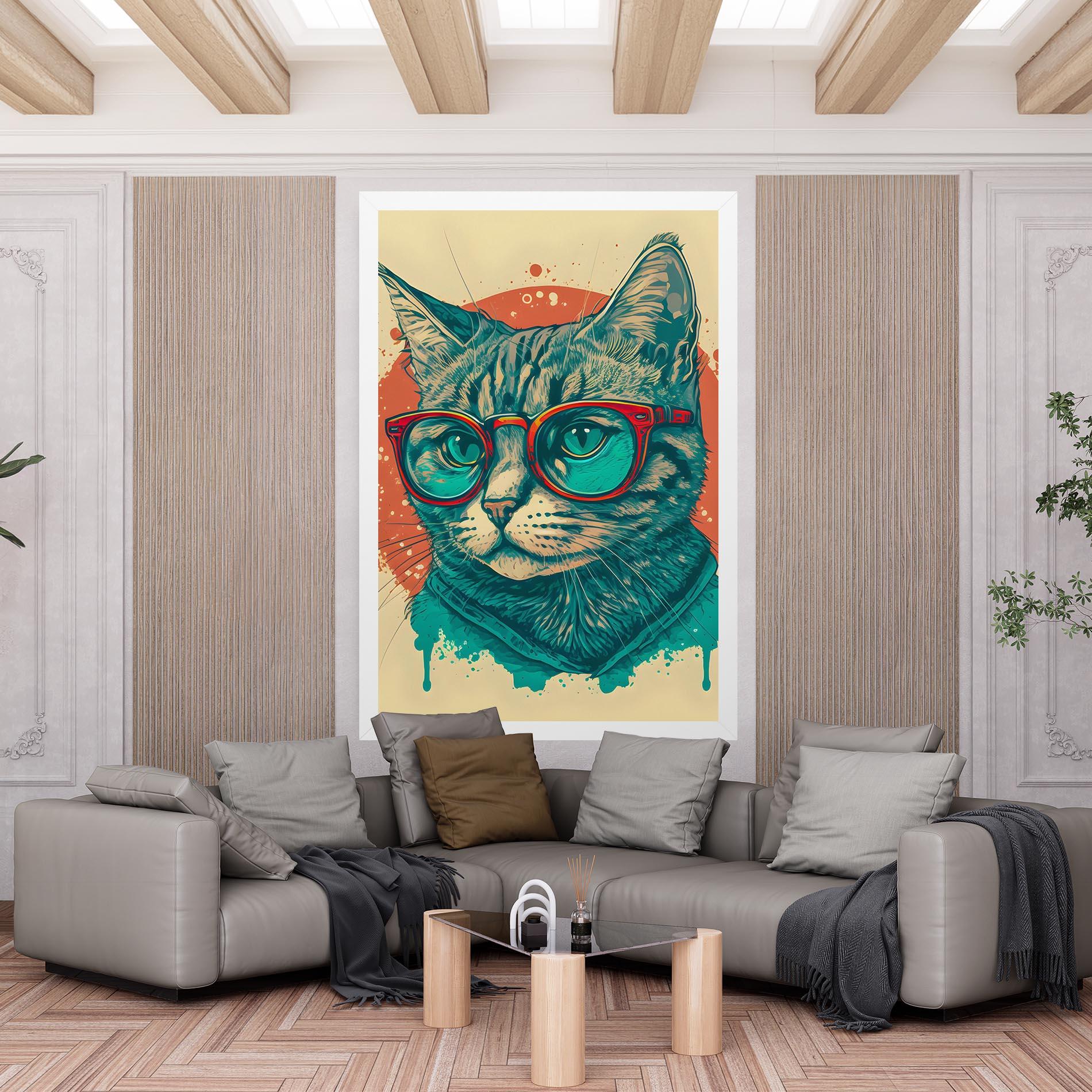Leinwandbild Red Glasses Cat mockup 6