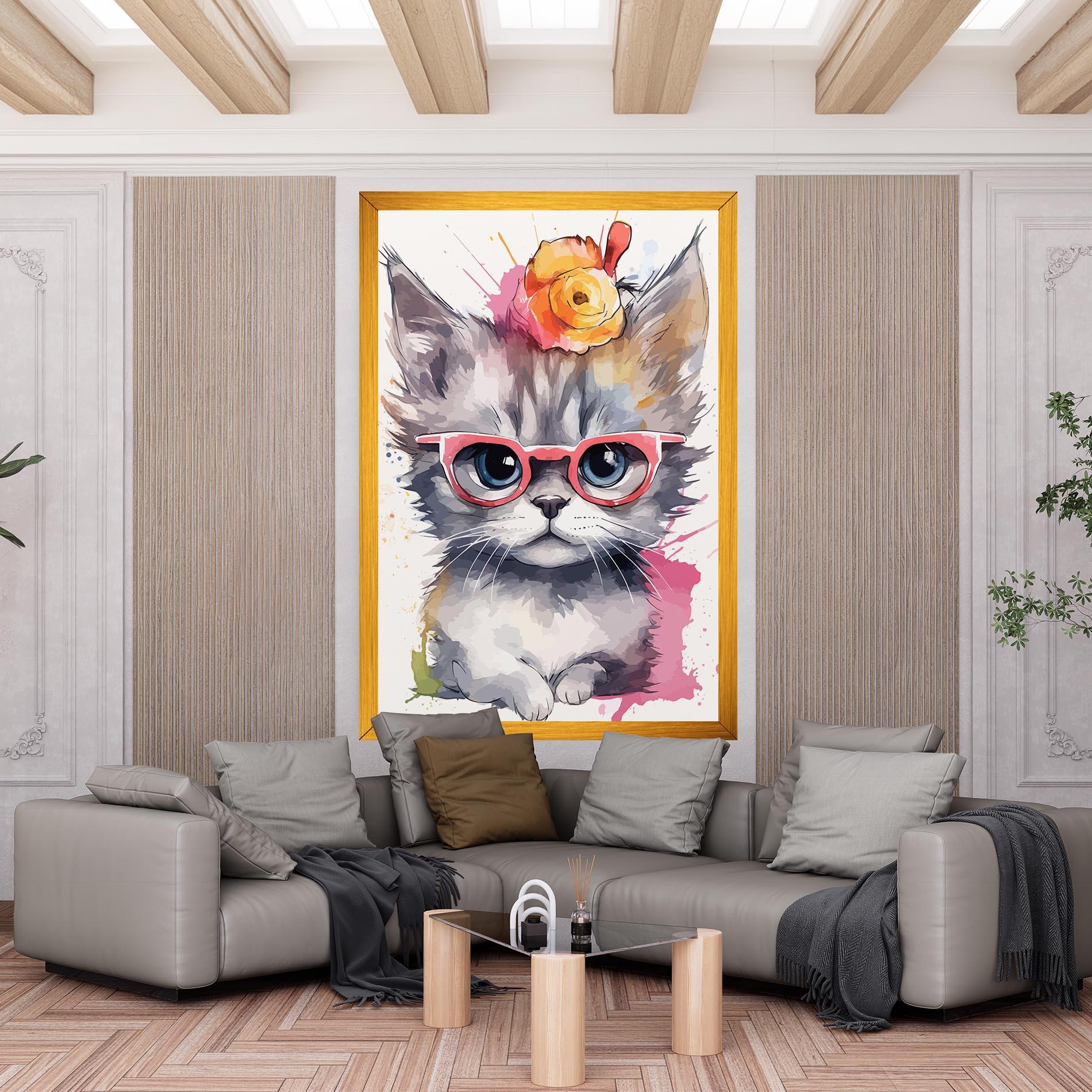 Leinwandbild Adorable Grey Cat mockup 6