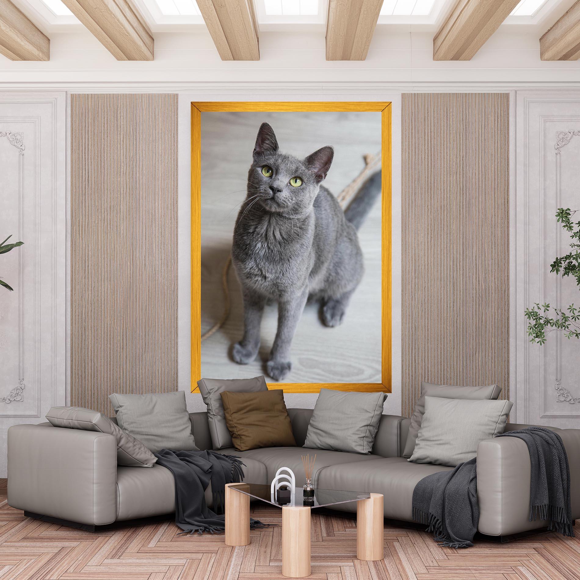 Leinwandbild Grey Green Cat Eyes mockup 6