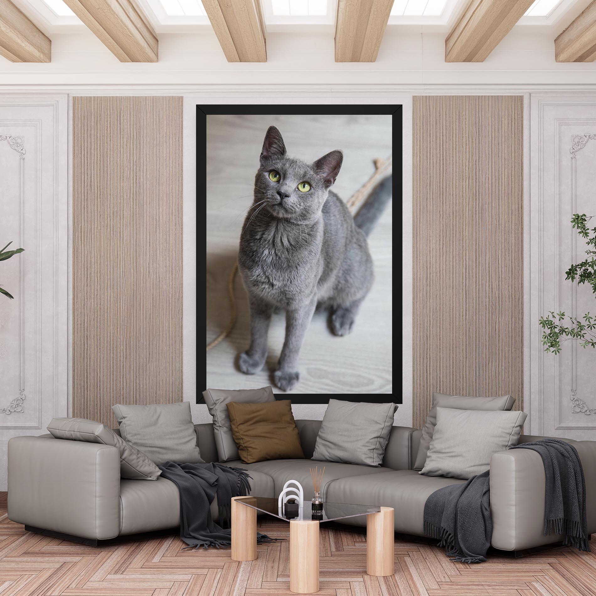 Leinwandbild Grey Green Cat Eyes mockup 6