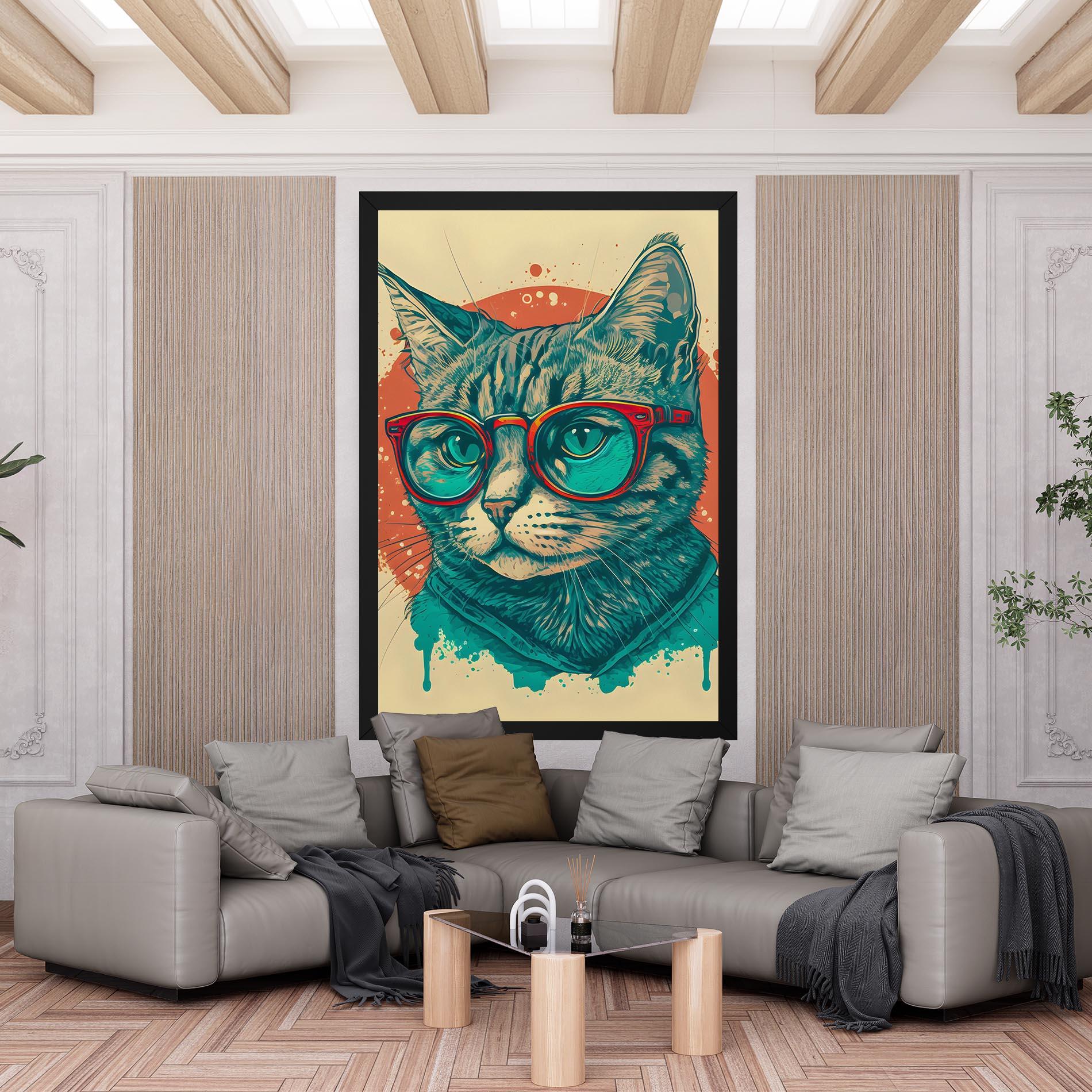 Leinwandbild Red Glasses Cat mockup 6