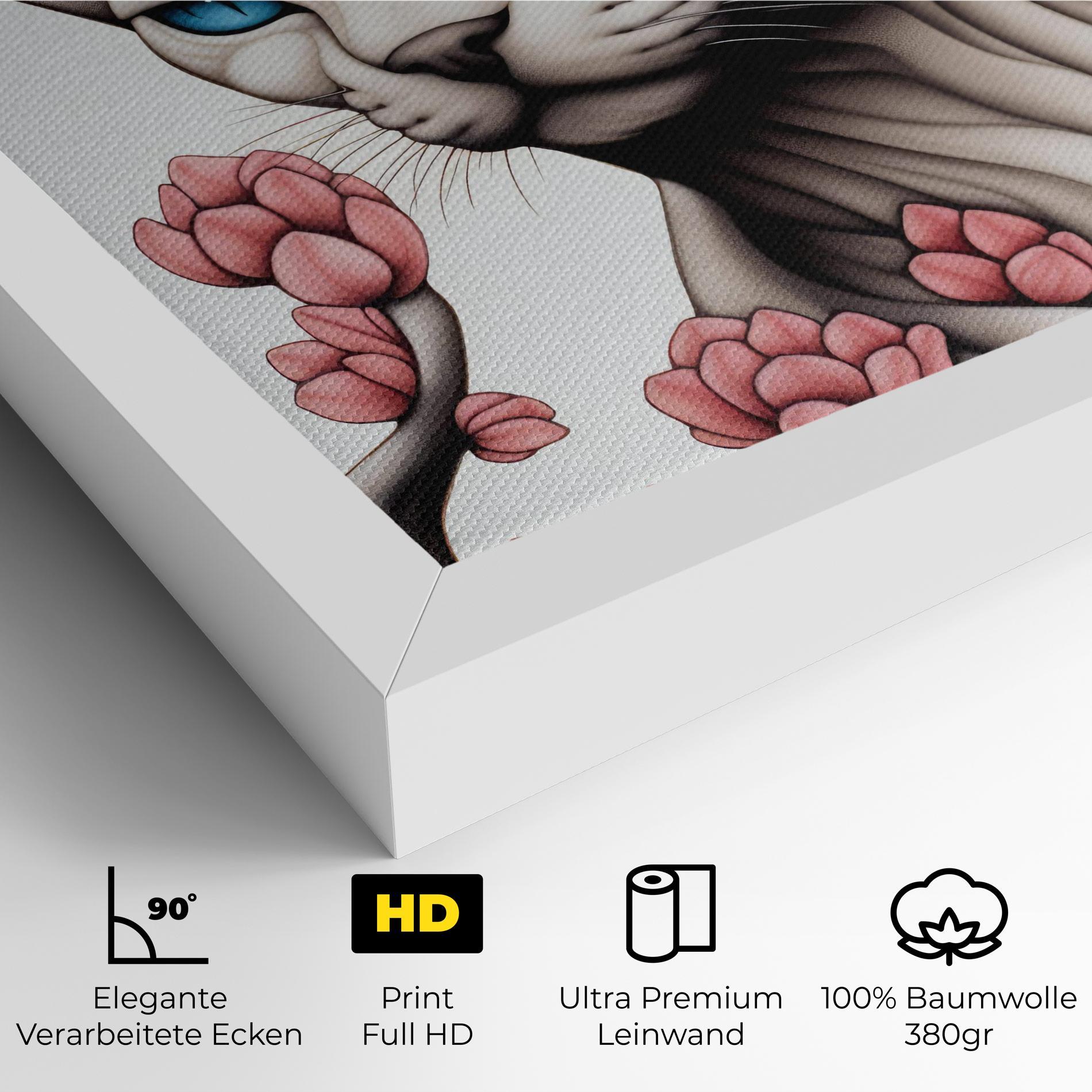 Leinwandbild Blue Eyes Cat Drawing mockup 4