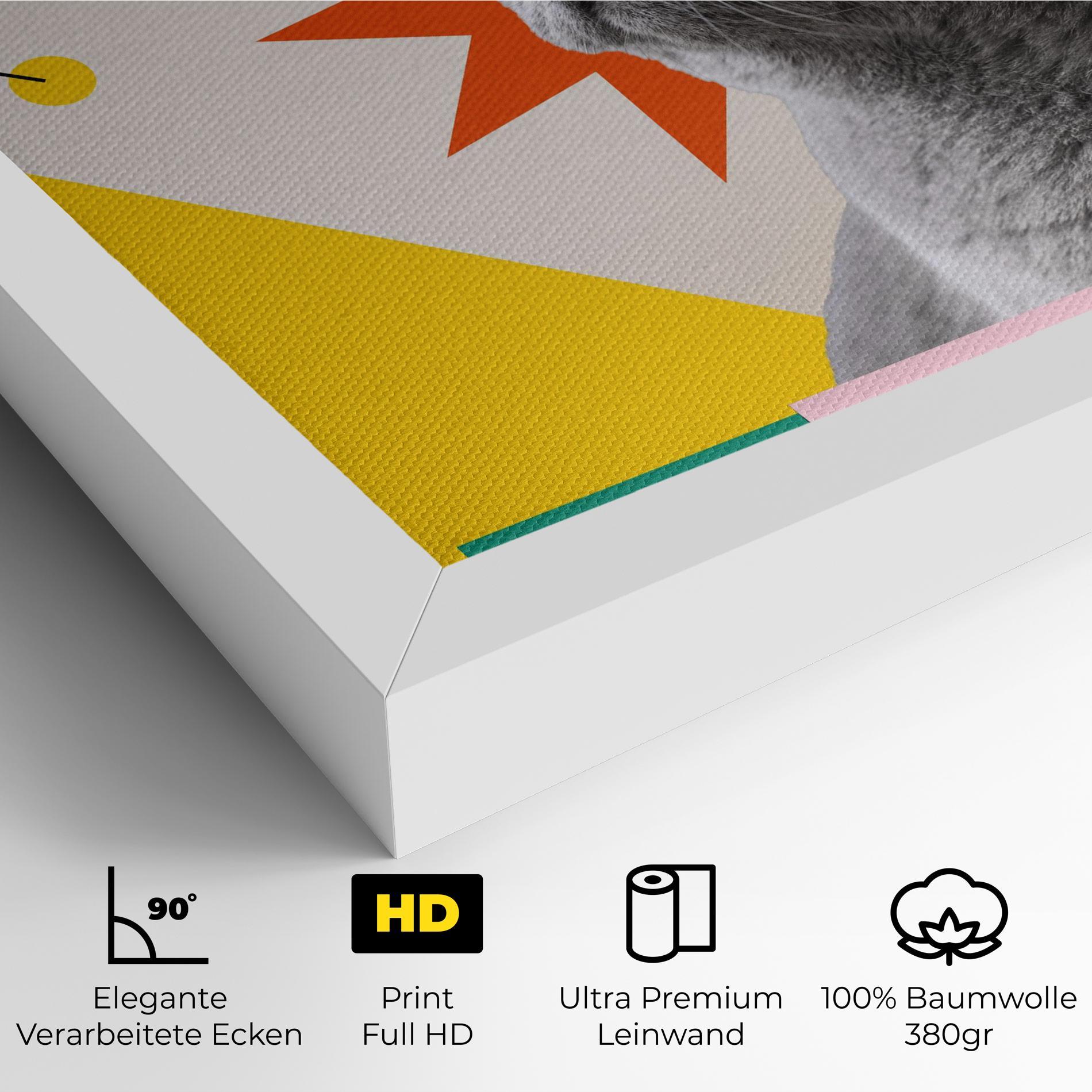 Leinwandbild Colorful Graphic Cat mockup 4