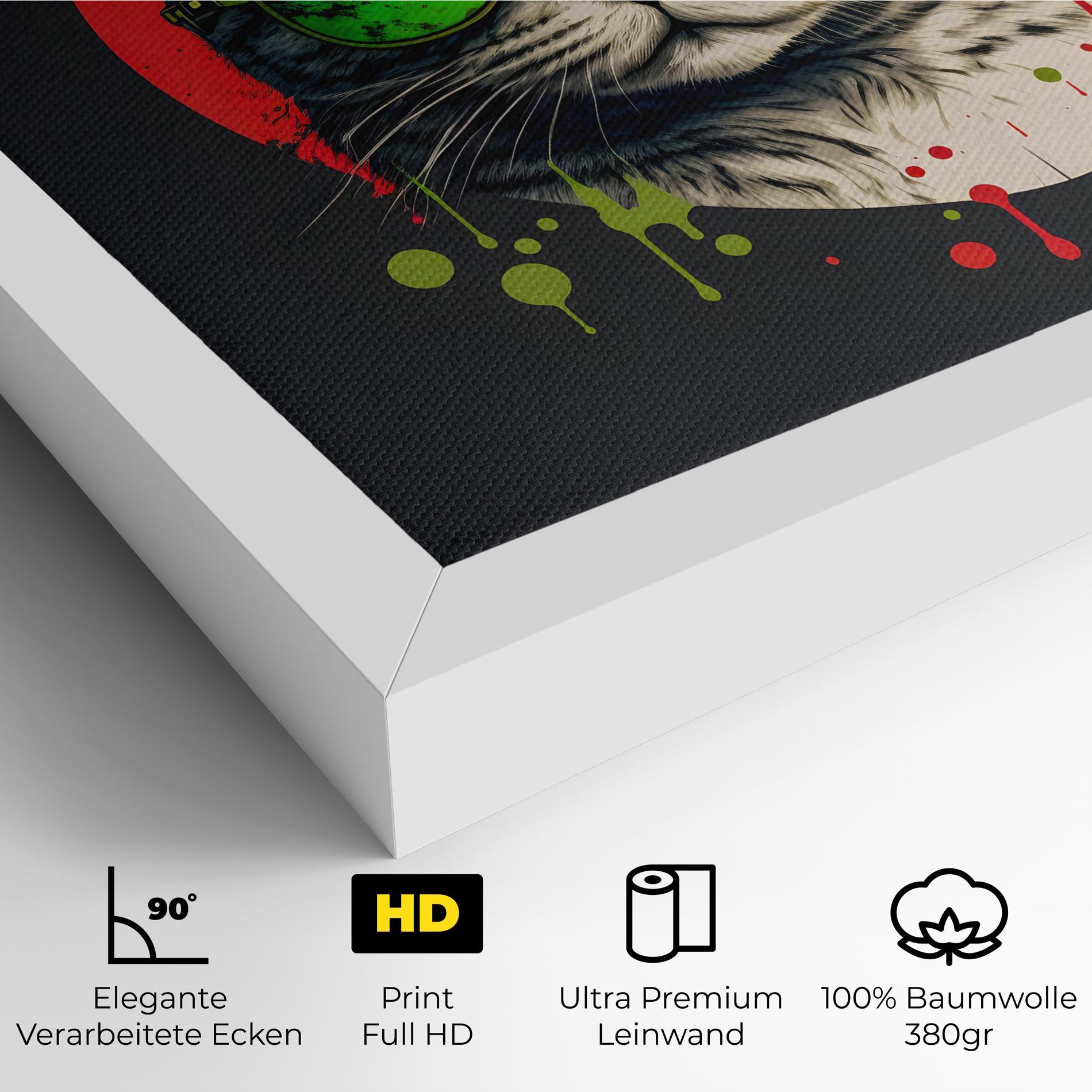Leinwandbild Green Red Glasses Cat mockup 4