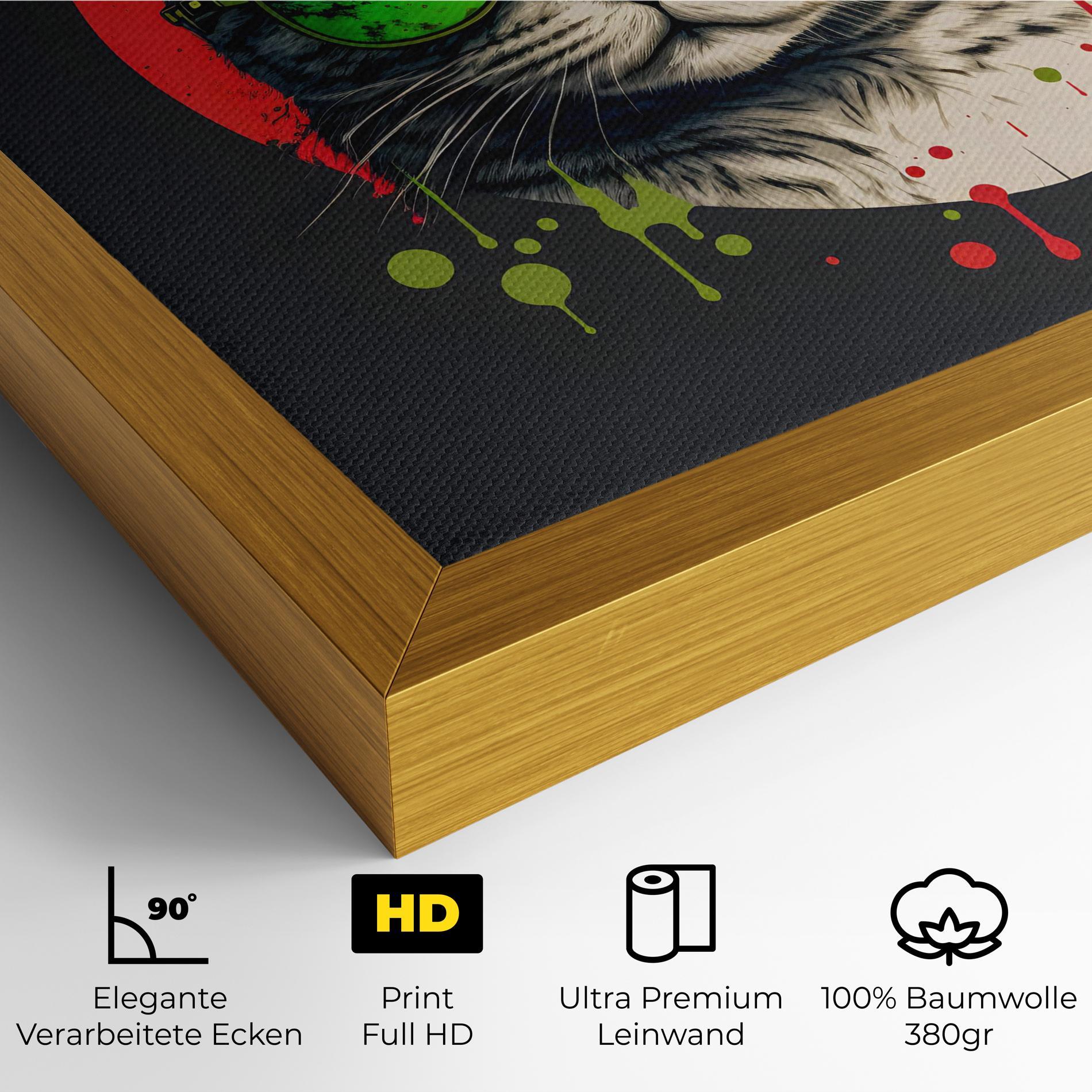 Leinwandbild Green Red Glasses Cat mockup 4
