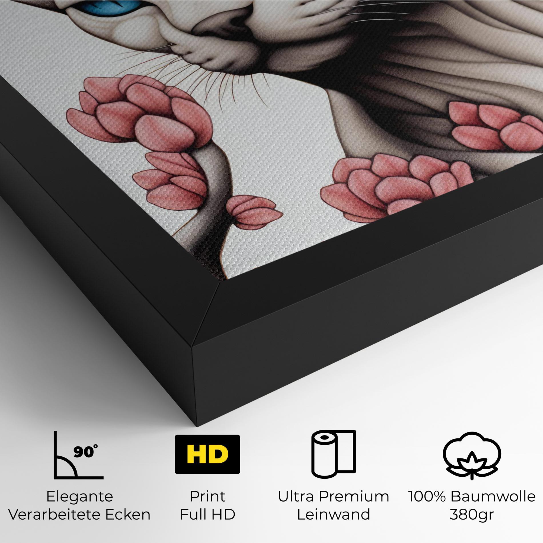 Leinwandbild Blue Eyes Cat Drawing mockup 4