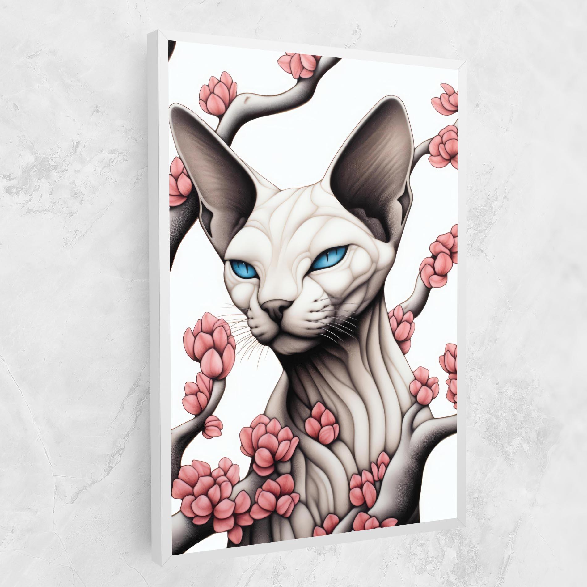 Leinwandbild Blue Eyes Cat Drawing mockup 1