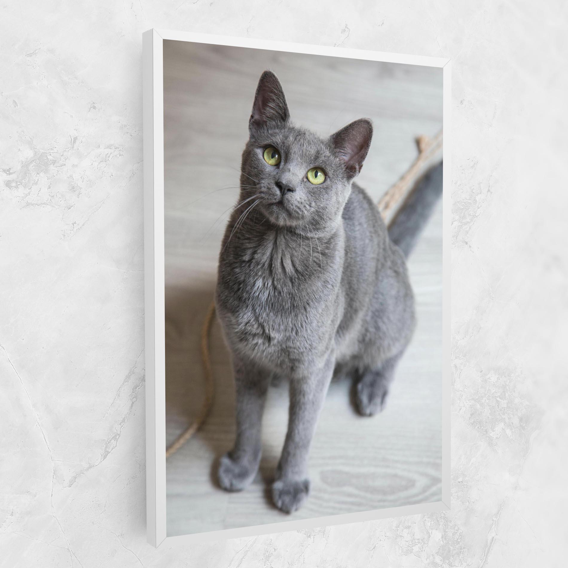 Leinwandbild Grey Green Cat Eyes mockup 1