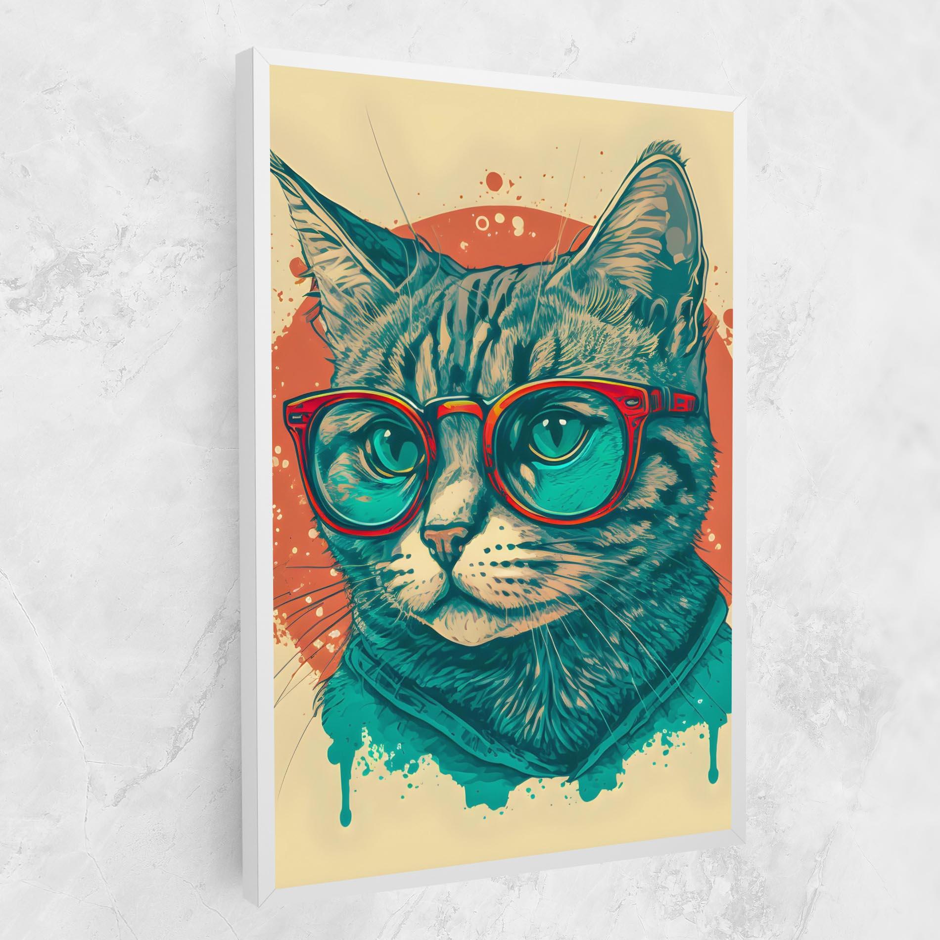 Leinwandbild Red Glasses Cat mockup 1