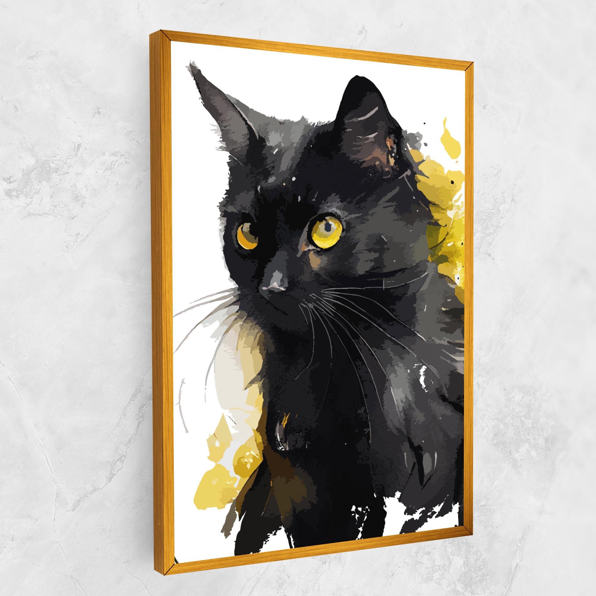 Leinwandbild Beautiful Black Cat mockup 1