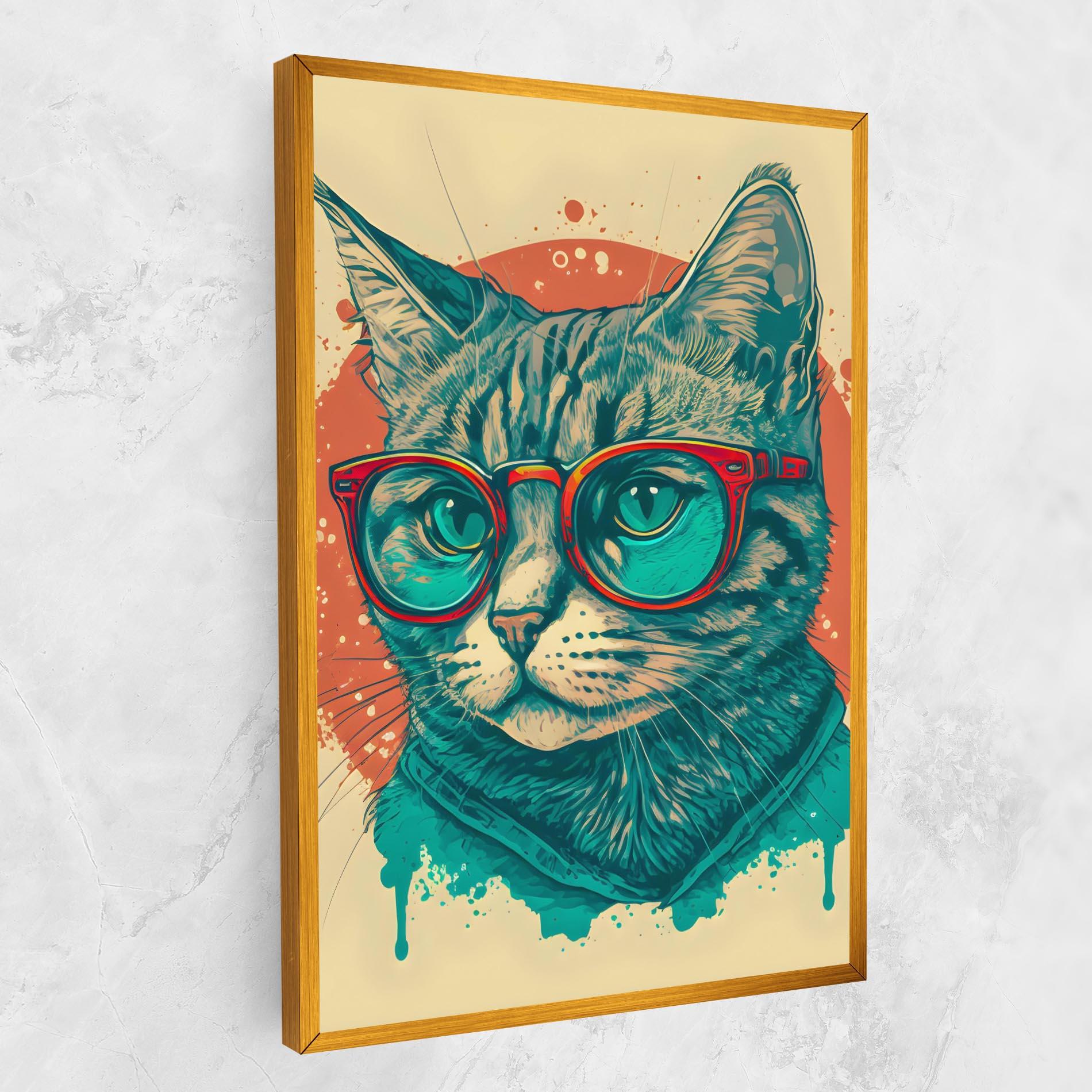 Leinwandbild Red Glasses Cat mockup 1
