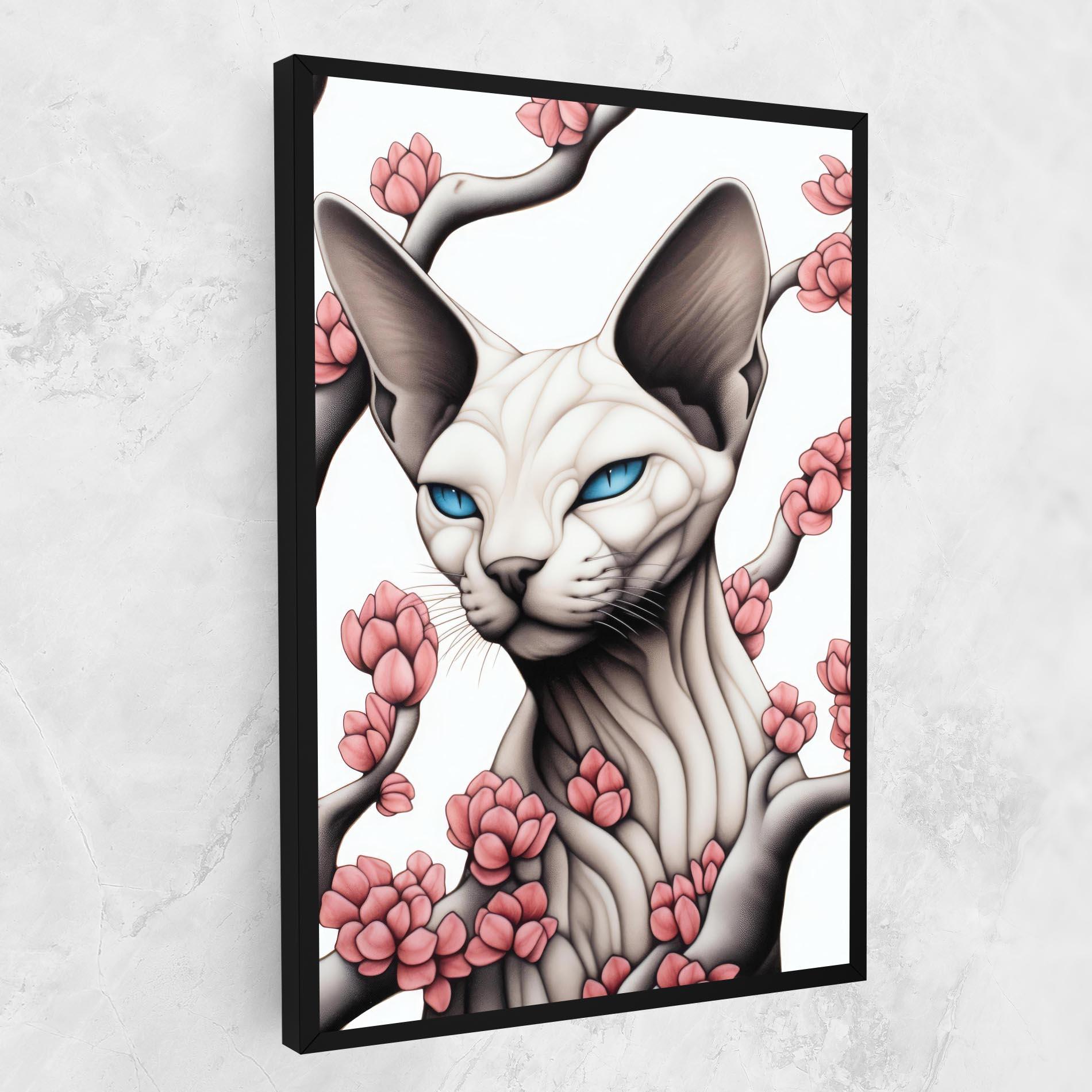 Leinwandbild Blue Eyes Cat Drawing mockup 1