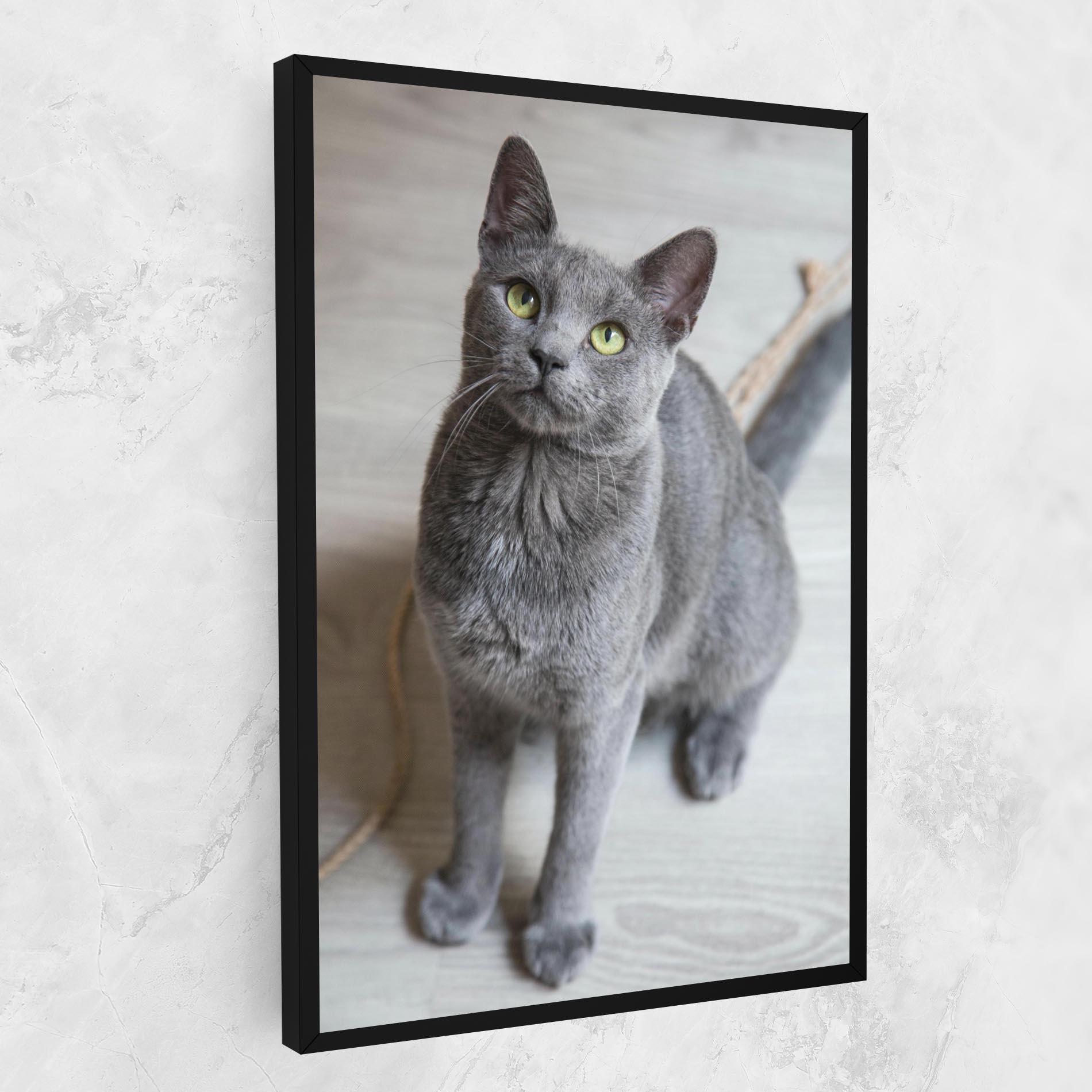 Leinwandbild Grey Green Cat Eyes mockup 1