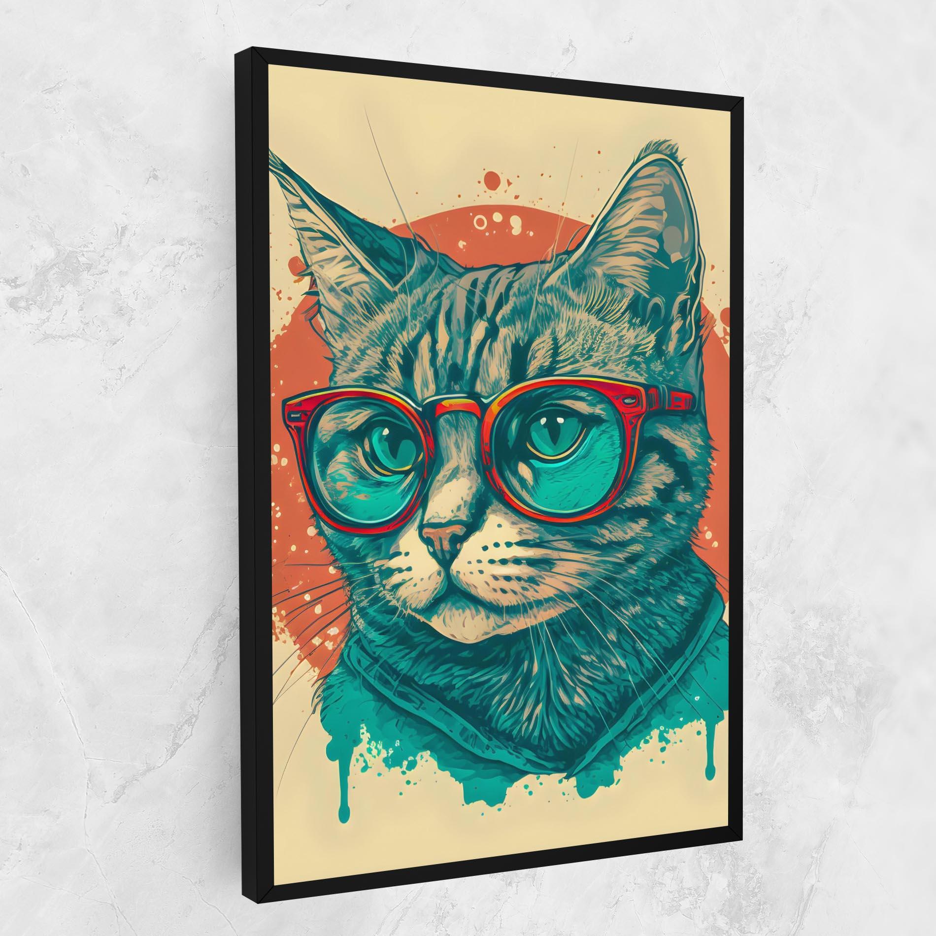 Leinwandbild Red Glasses Cat mockup 1