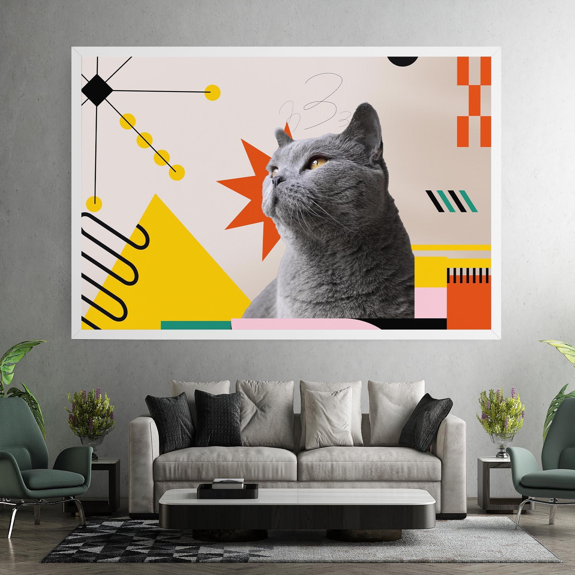 Leinwandbild Colorful Graphic Cat mockup 7