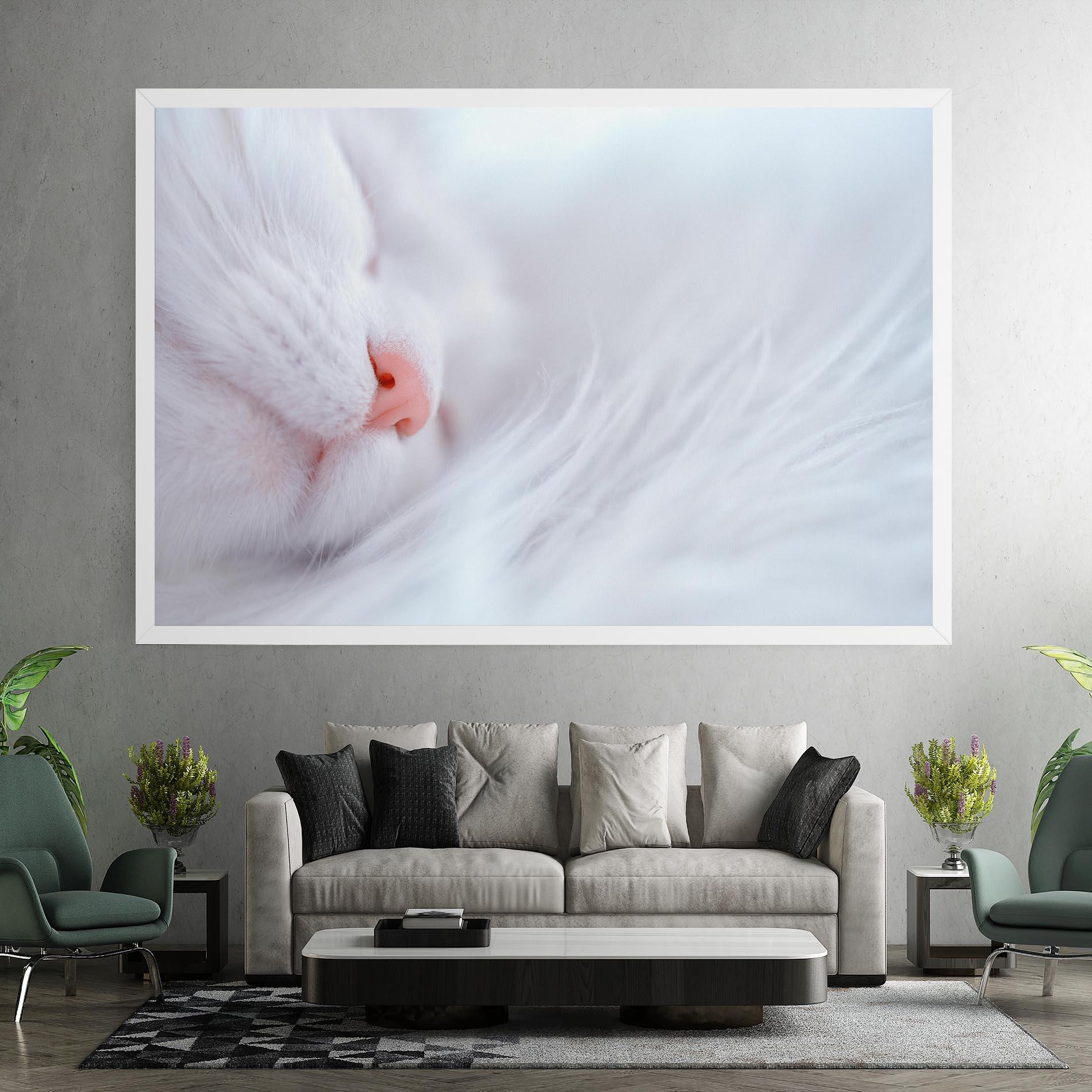 Leinwandbild Dreamy White Cat mockup 7