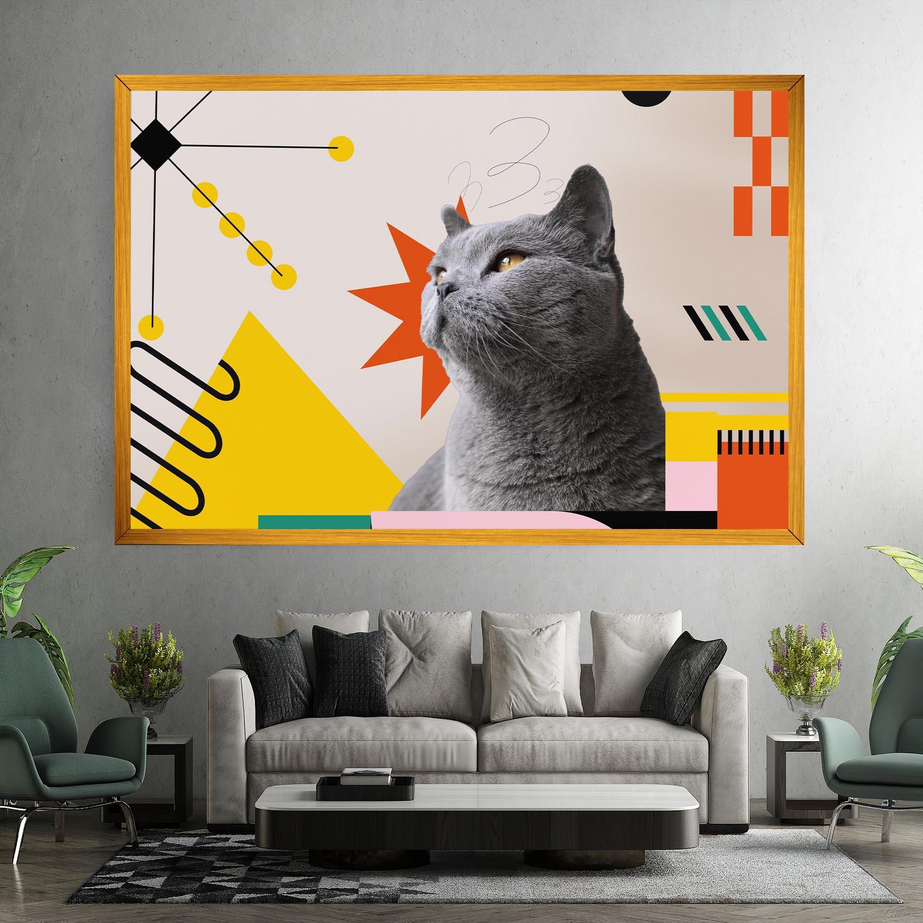Leinwandbild Colorful Graphic Cat mockup 7