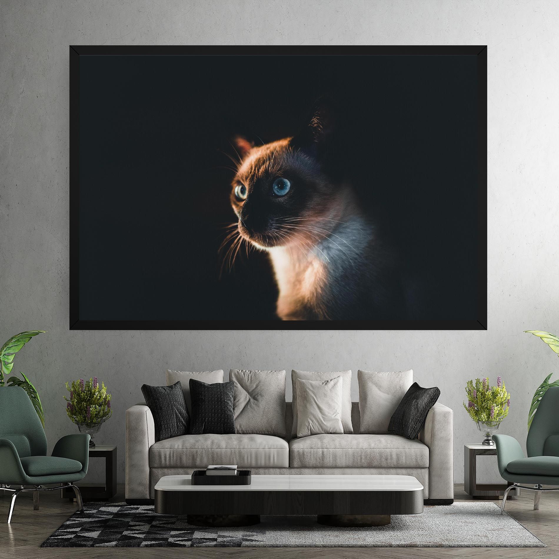 Blue Eyes Cat In Dark mockup 7