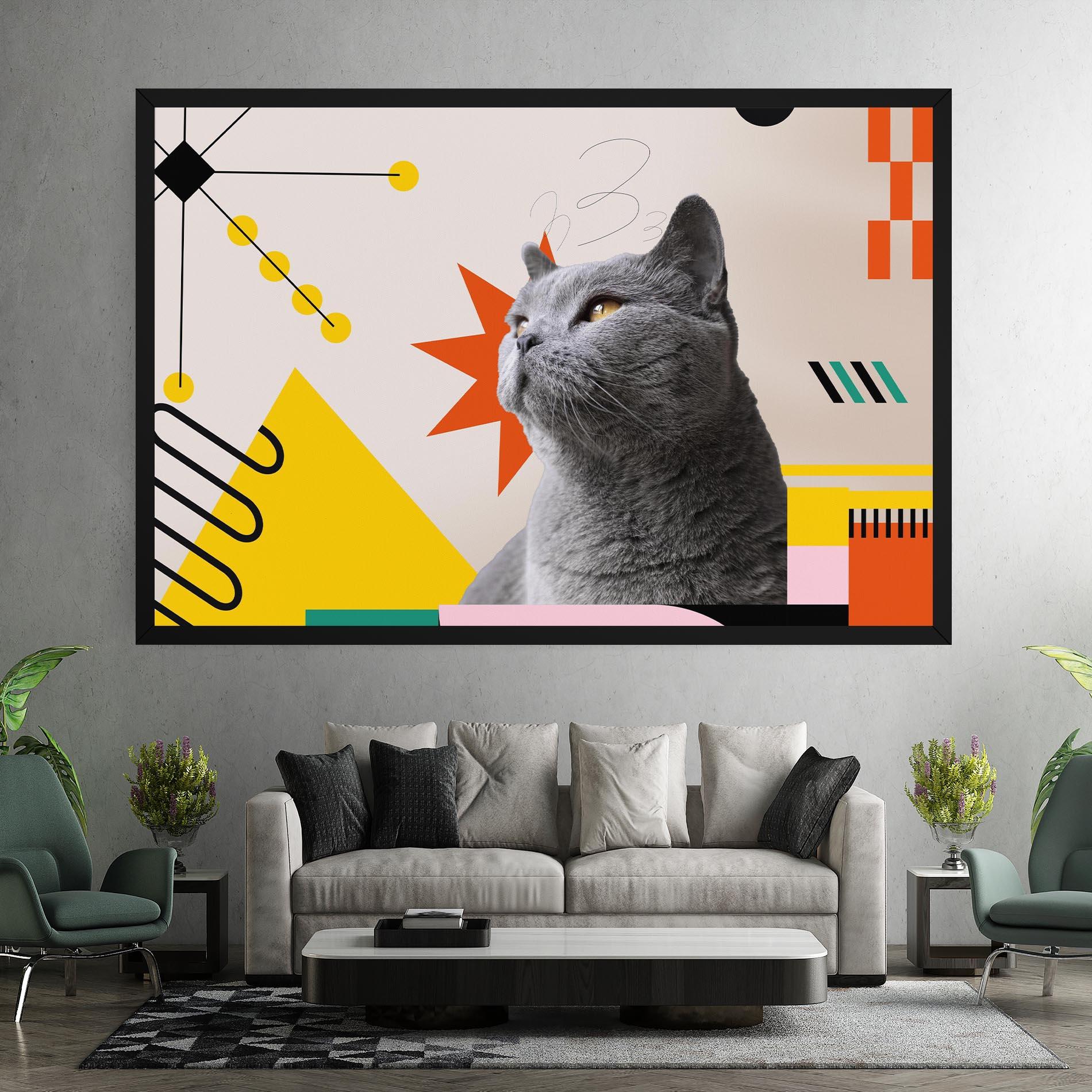 Leinwandbild Colorful Graphic Cat mockup 7