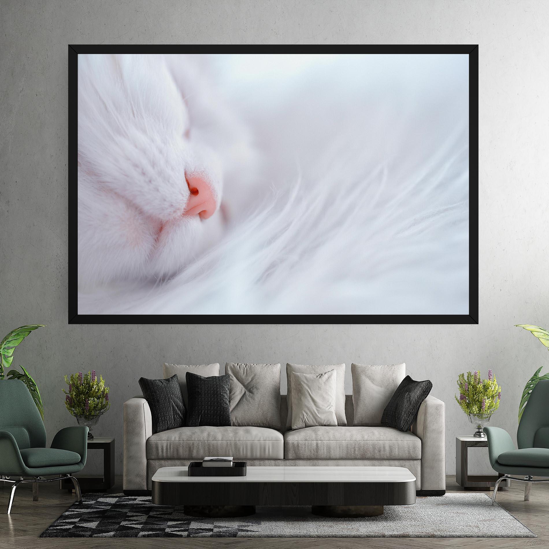 Leinwandbild Dreamy White Cat mockup 7