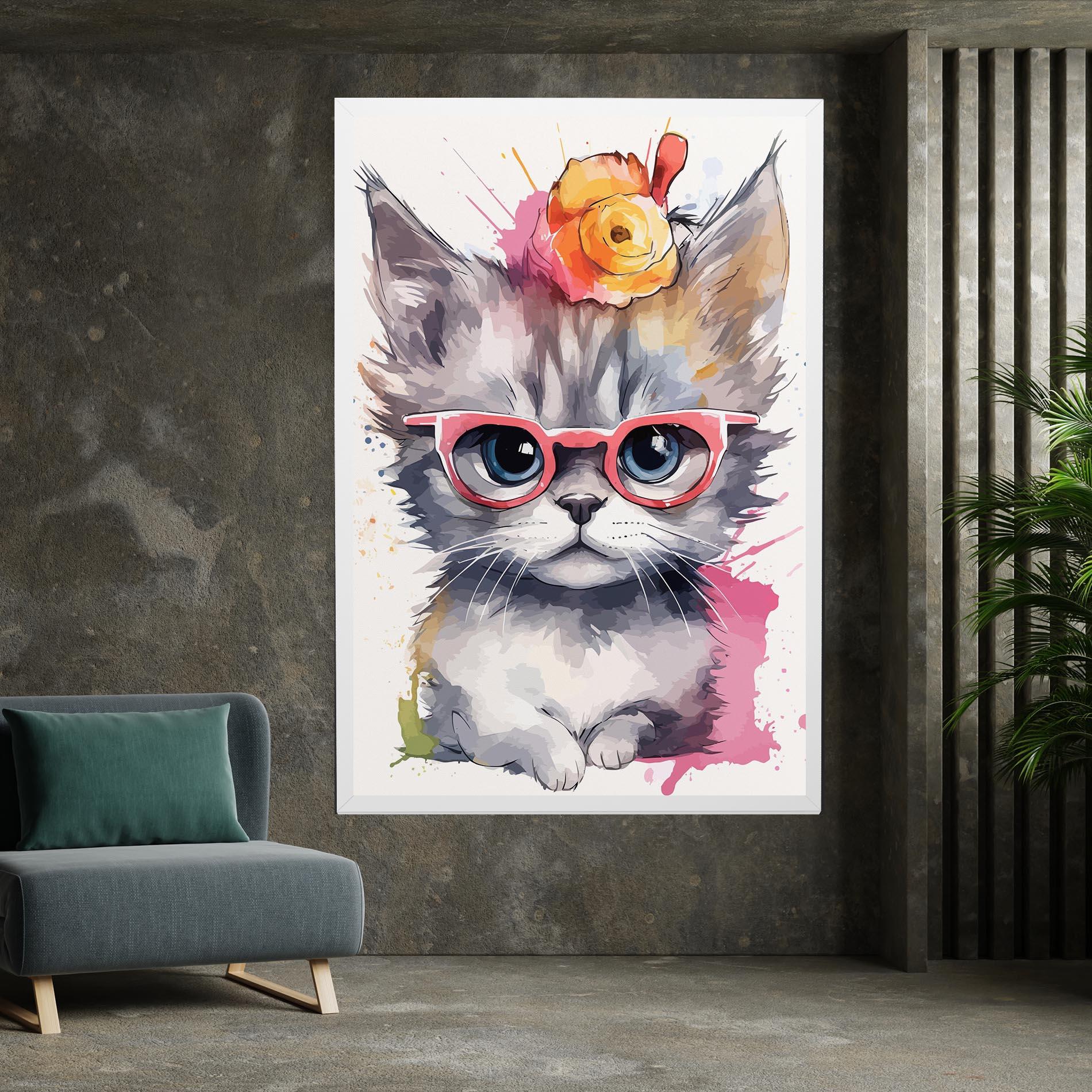 Leinwandbild Adorable Grey Cat mockup 7