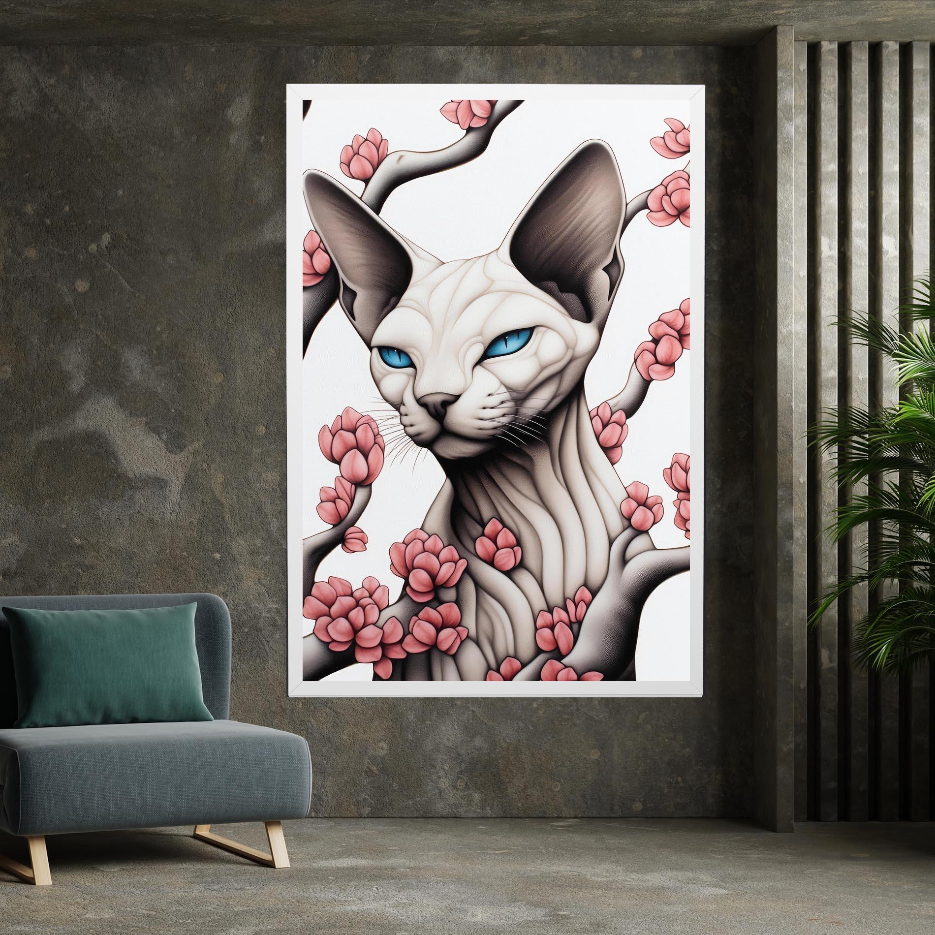 Leinwandbild Blue Eyes Cat Drawing mockup 7