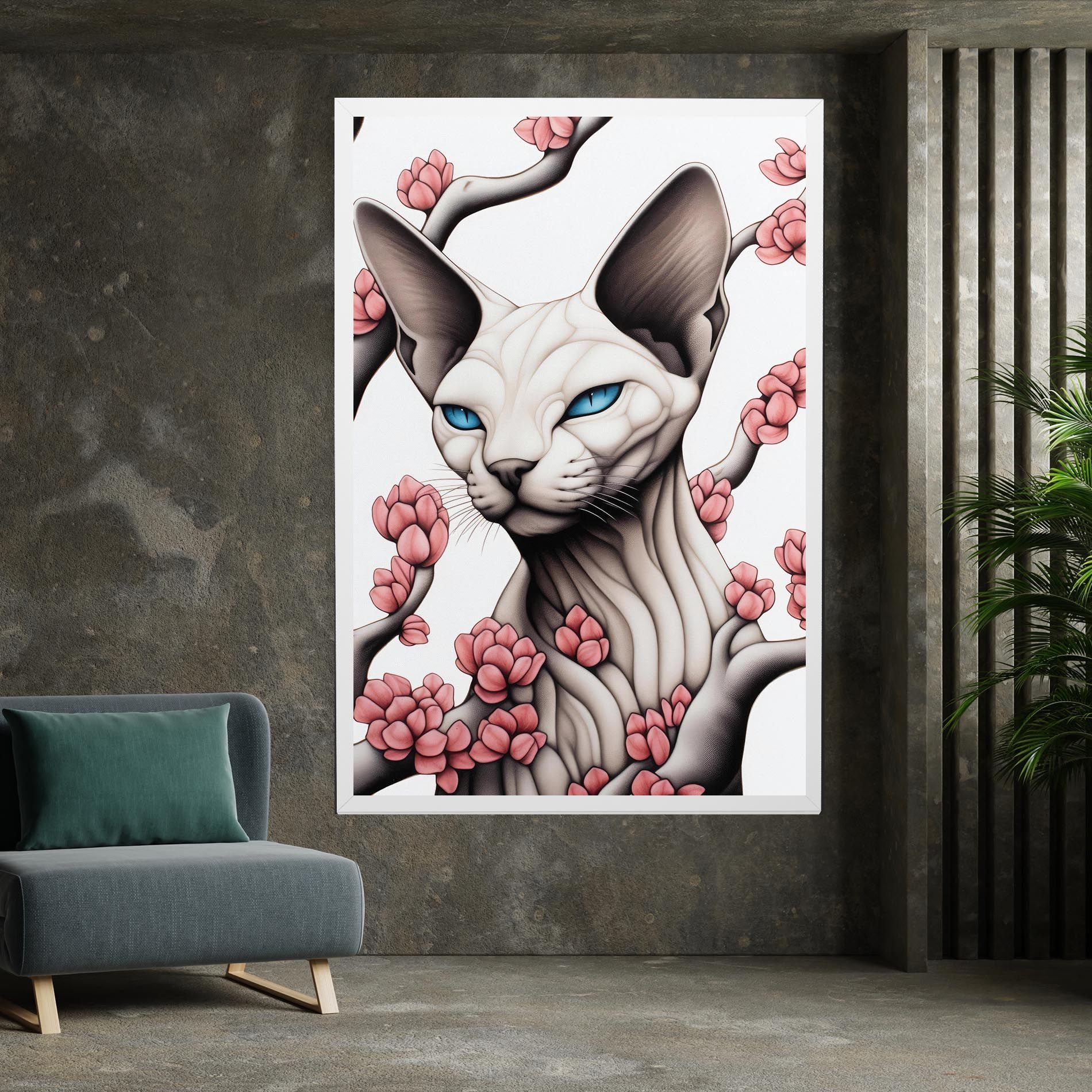 Blue Eyes Cat Drawing mockup 7