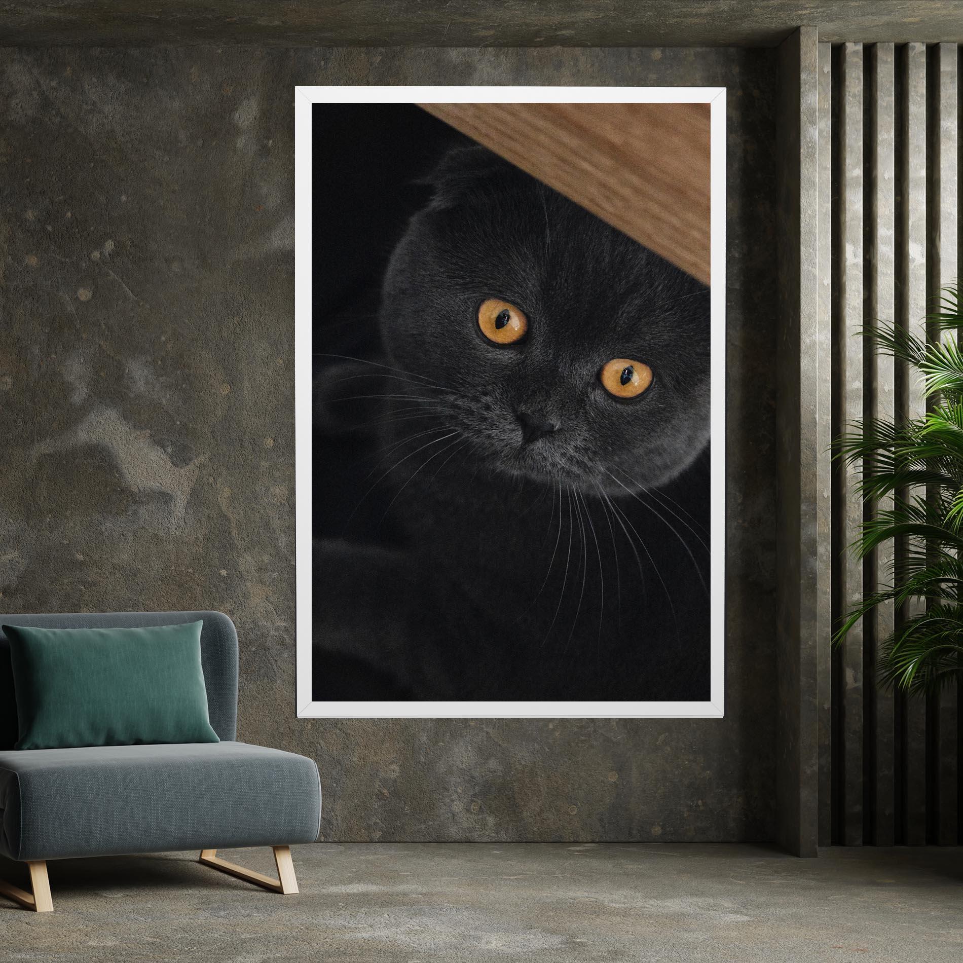 Leinwandbild Grey Cat With Orange Eyes mockup 7