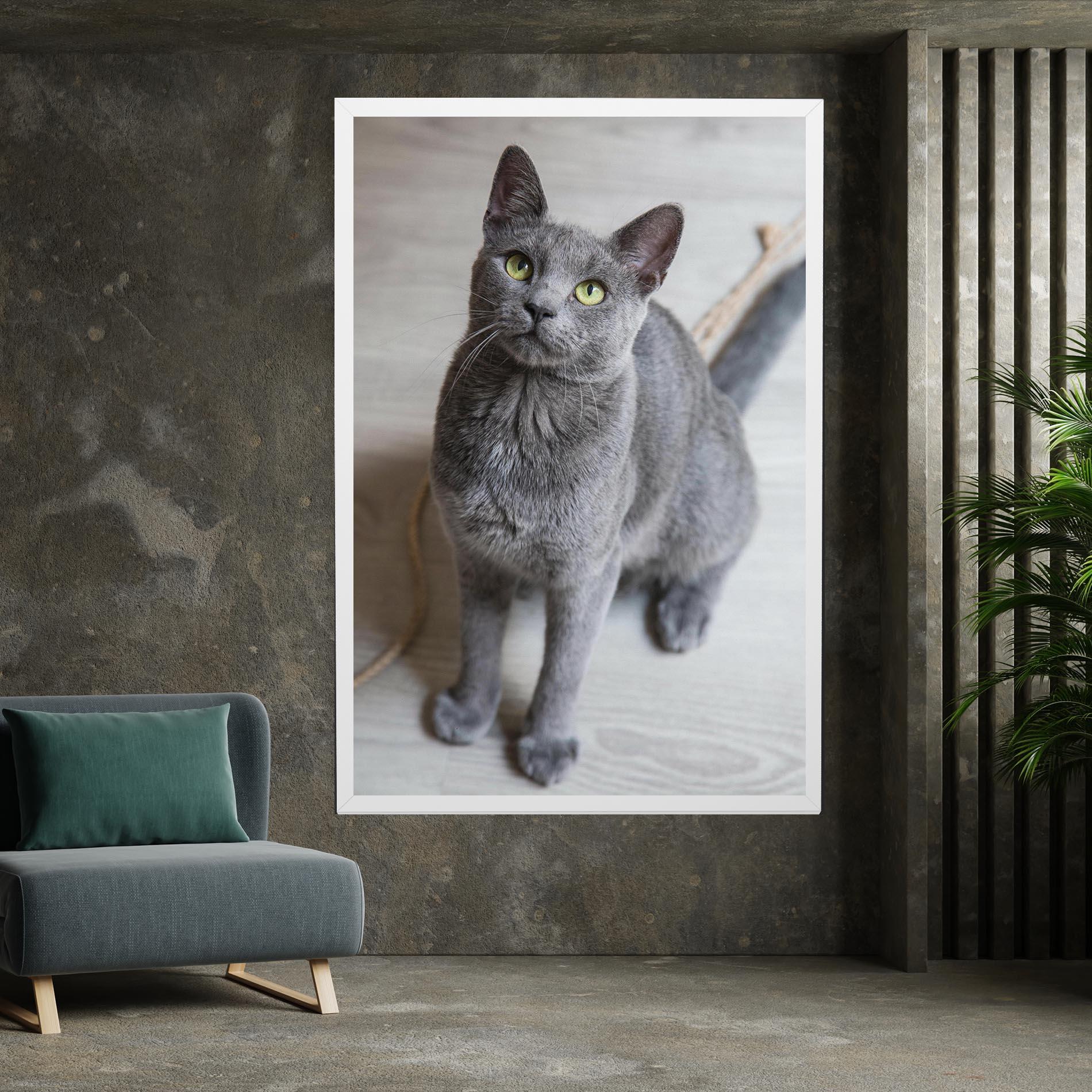 Leinwandbild Grey Green Cat Eyes mockup 7