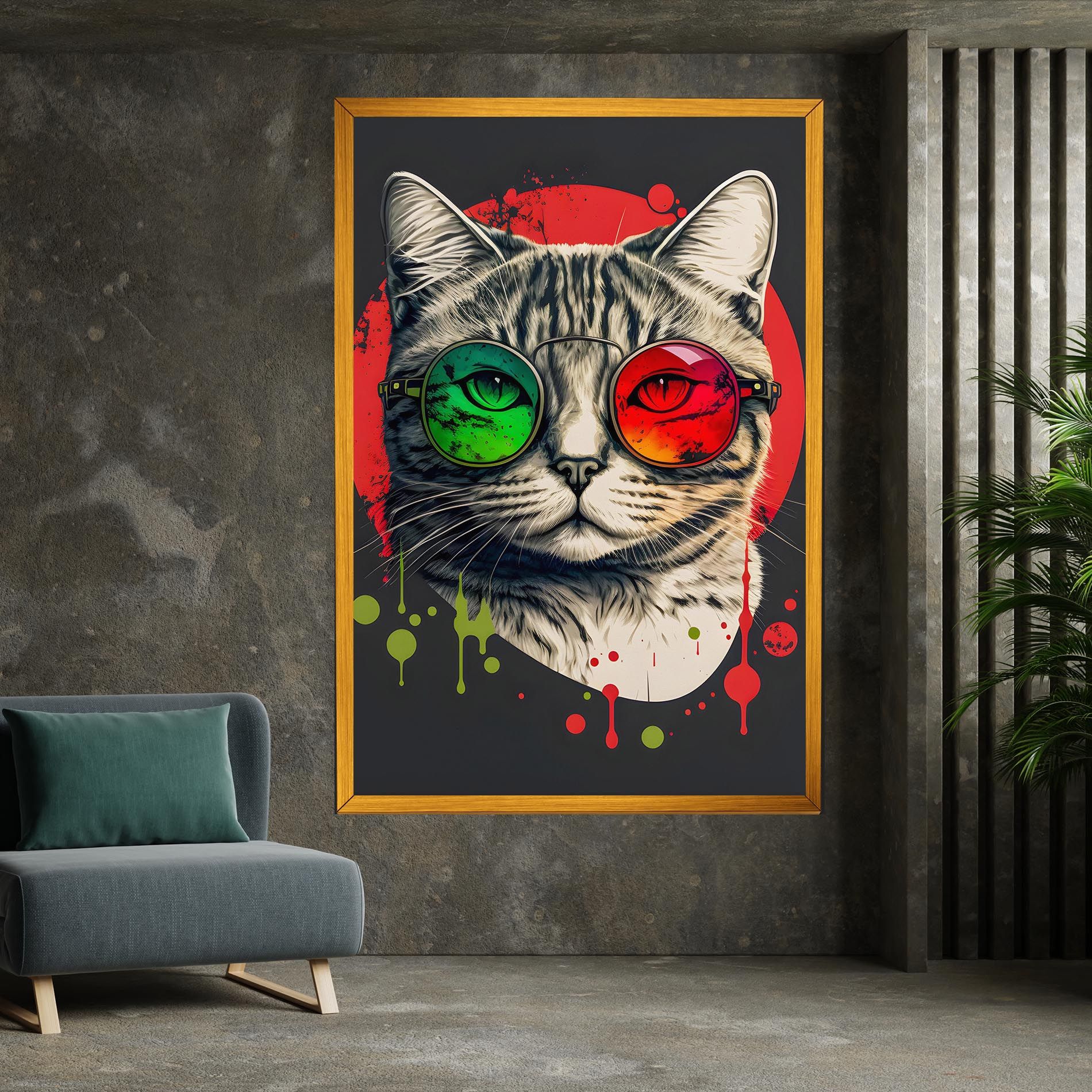 Green Red Glasses Cat mockup 7