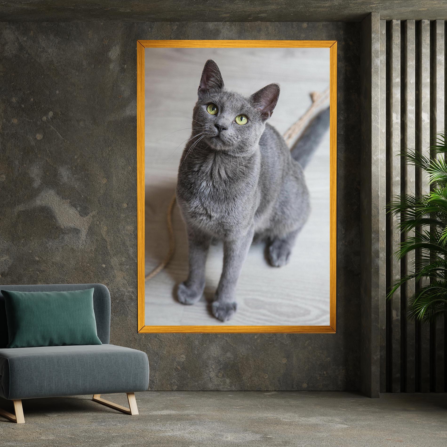 Leinwandbild Grey Green Cat Eyes mockup 7
