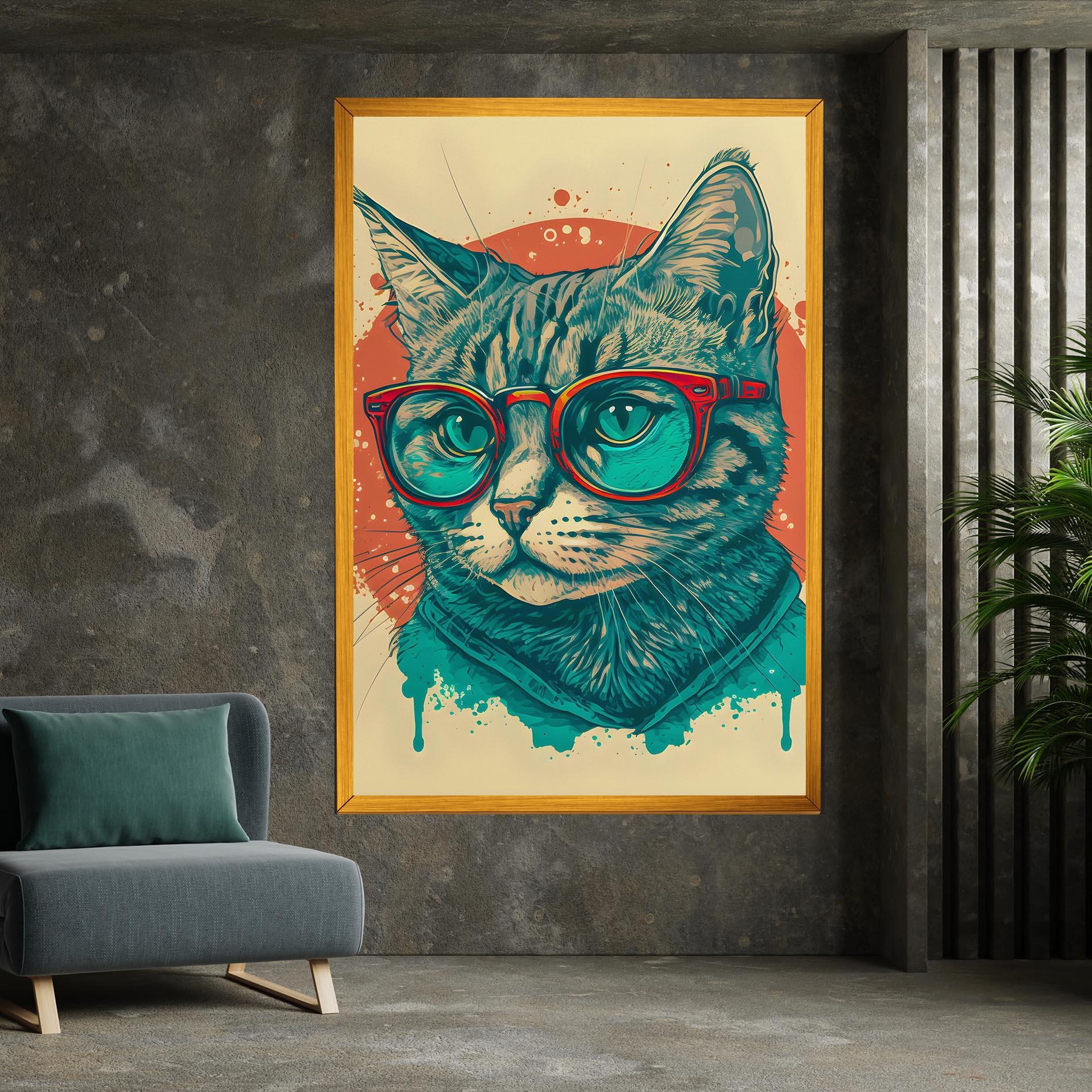 Leinwandbild Red Glasses Cat mockup 7
