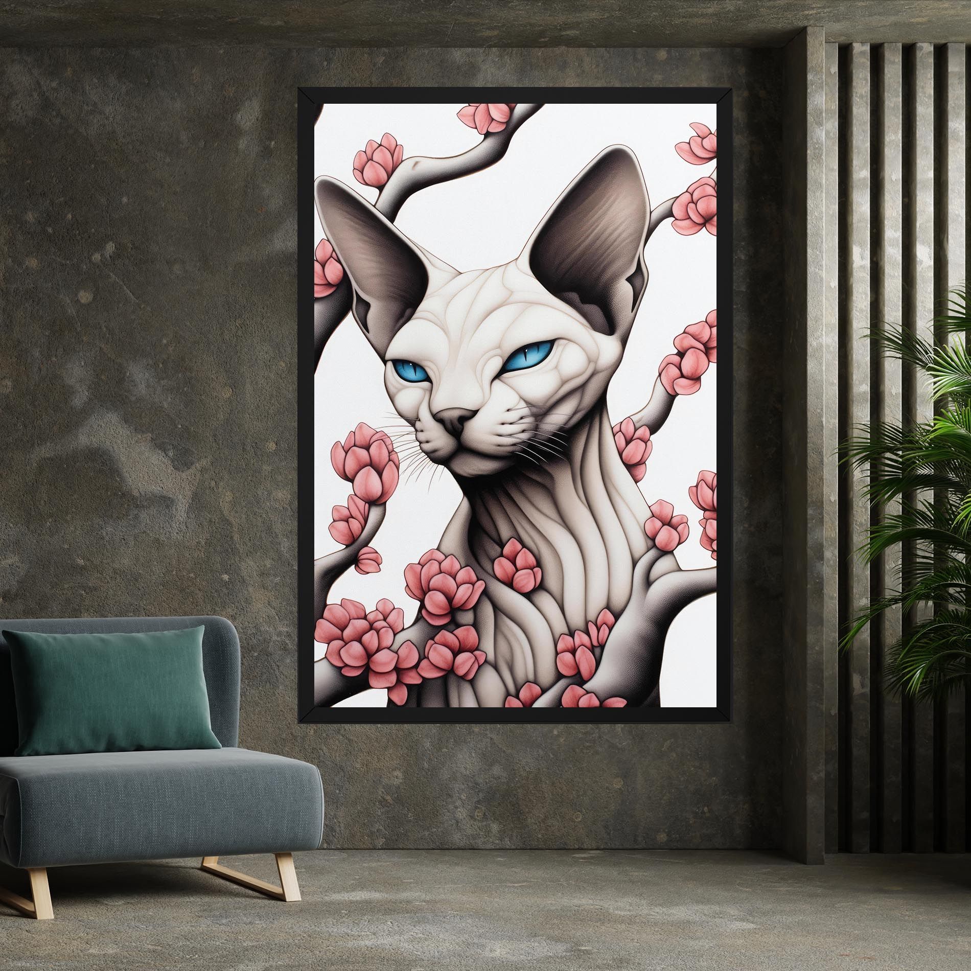 Blue Eyes Cat Drawing mockup 7