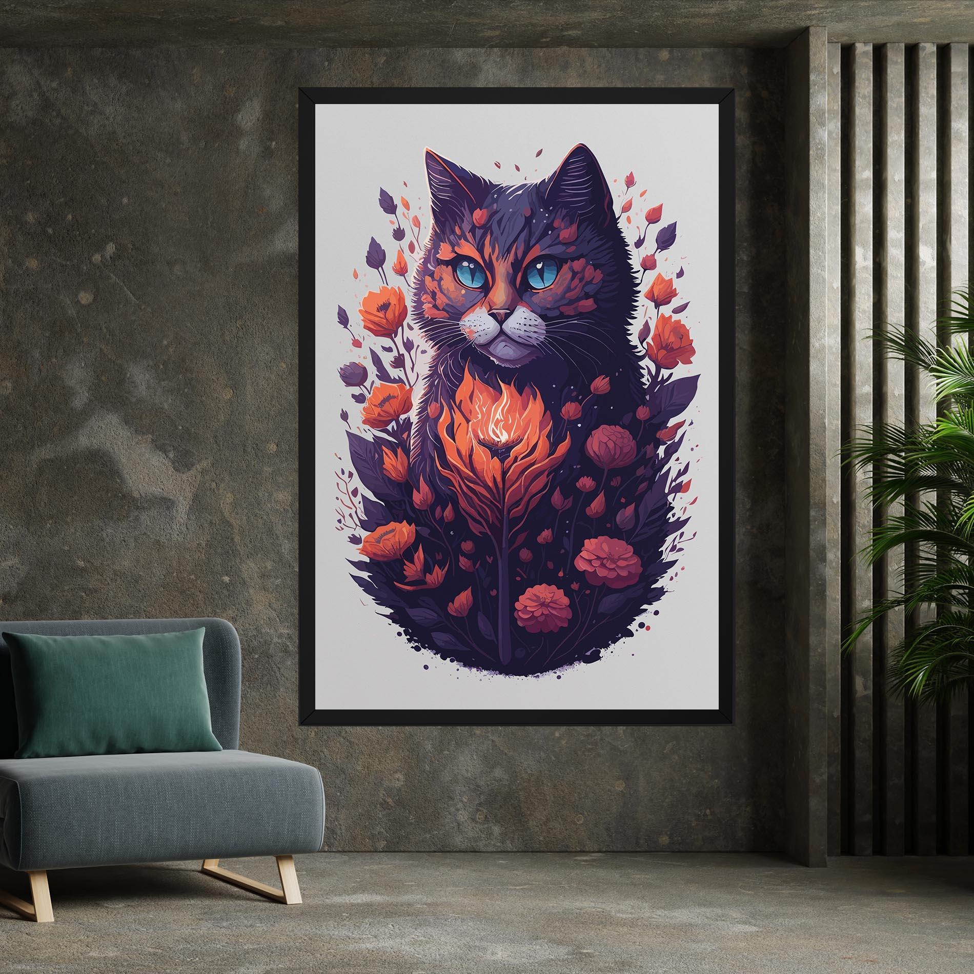 Leinwandbild Fire Cat mockup 7